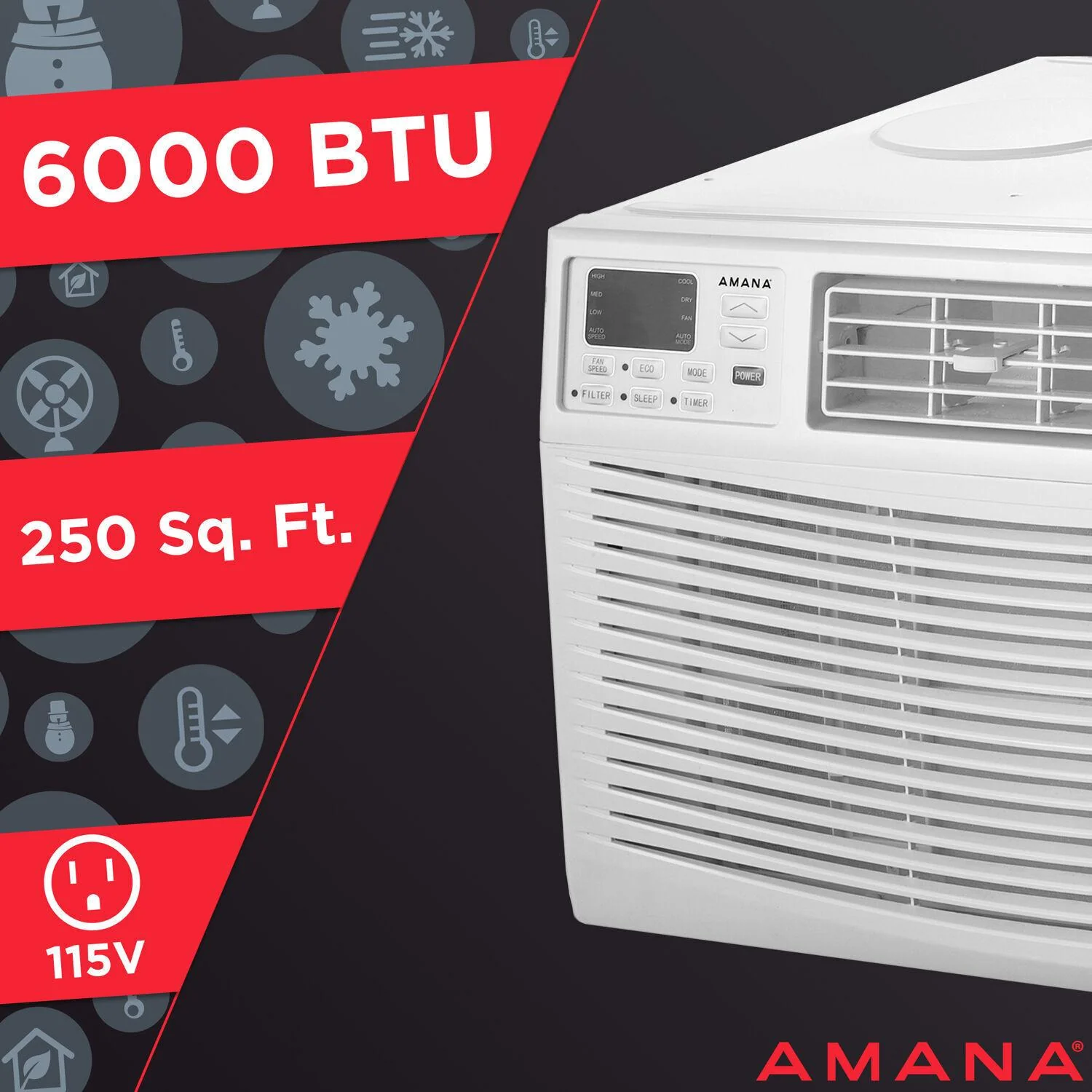 6,000 BTU 115V Window-Mounted Air Conditioner with Remote Control - Image 9