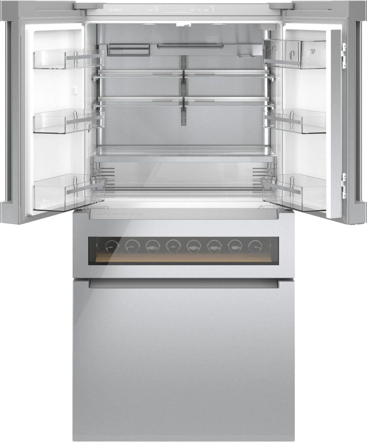 Bosch B36CL81ENG 800 Series, French Door Bottom Mount Refrigerator, Glass door, 36'', Stainless steel - Image 5