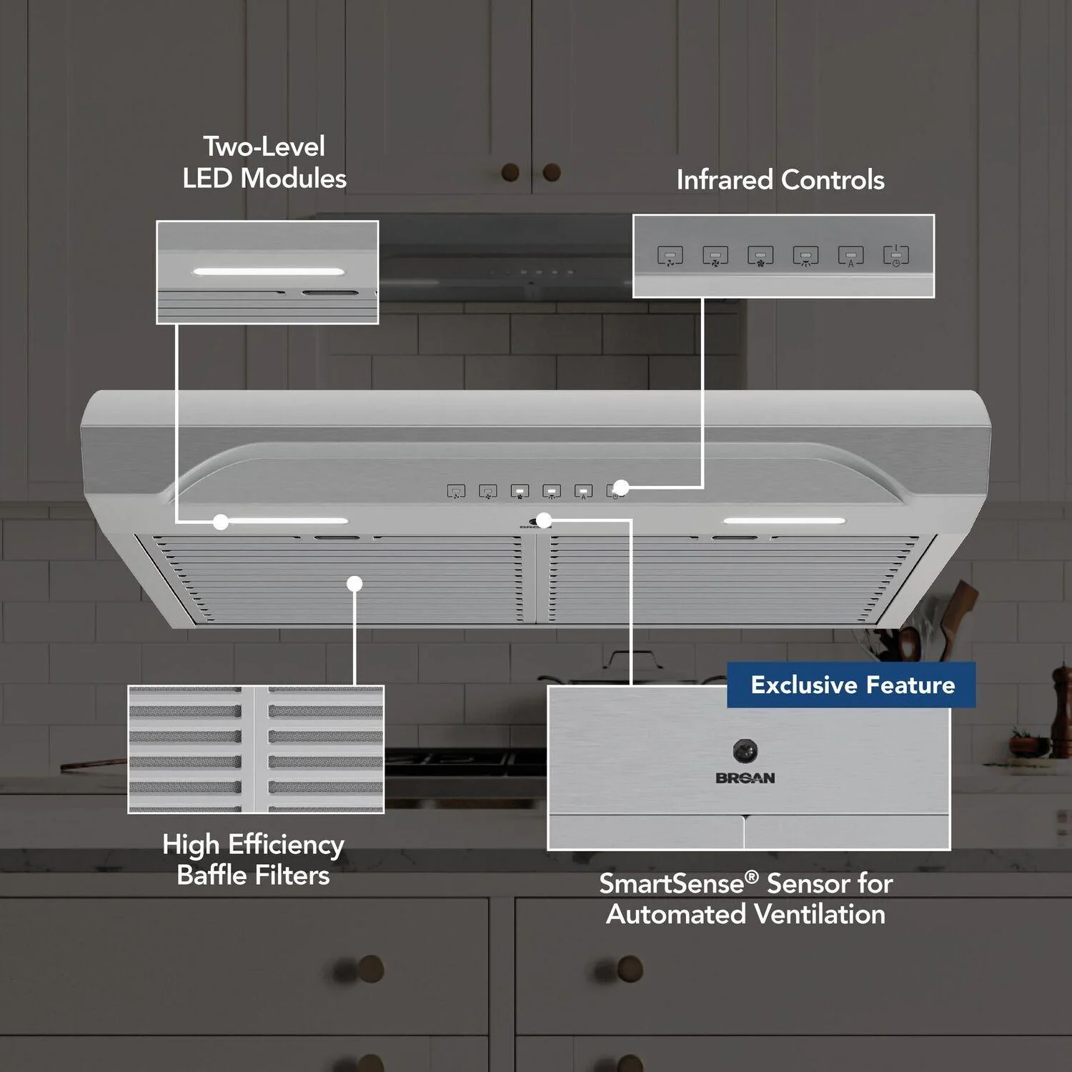 Broan ALT3304SS Alta 30-Inch 490 MAX Blower CFM 1.1 Sones Stainless Steel Range Hood - Image 2