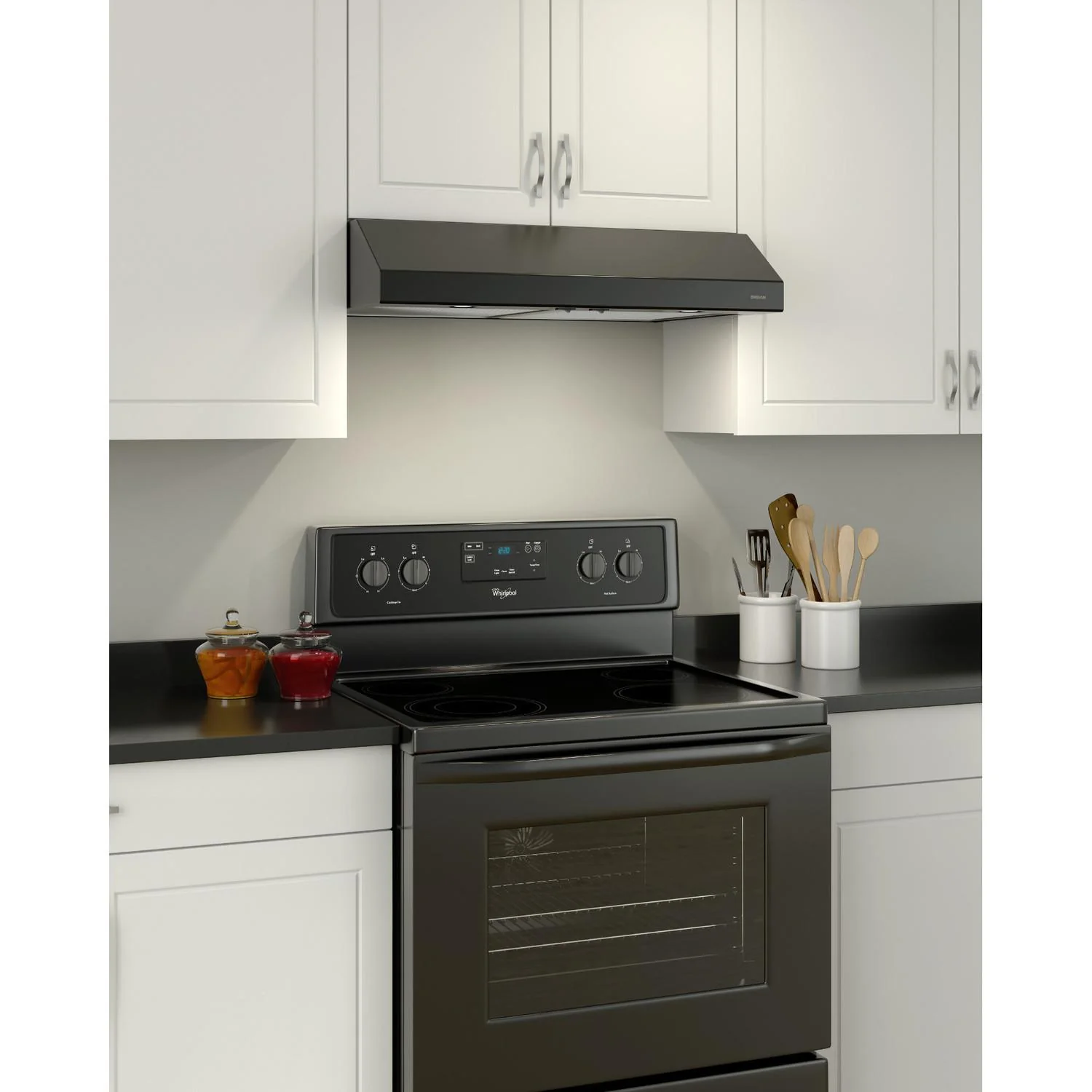 Broan BCSD124BL Glacier 24-Inch 300 Max Blower CFM 5 Sones Black Range Hood - Image 2