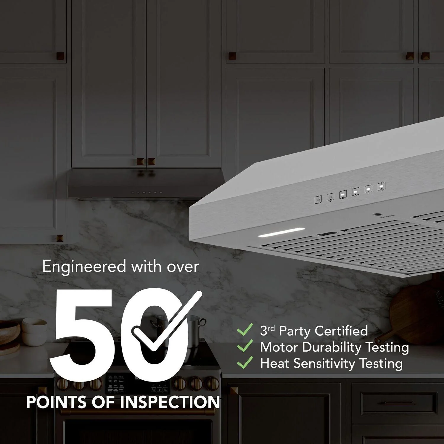 Broan GLA3364SS Glacier 36-Inch 490 MAX Blower CFM 1.0 Sones Stainless Range Hood - Image 5
