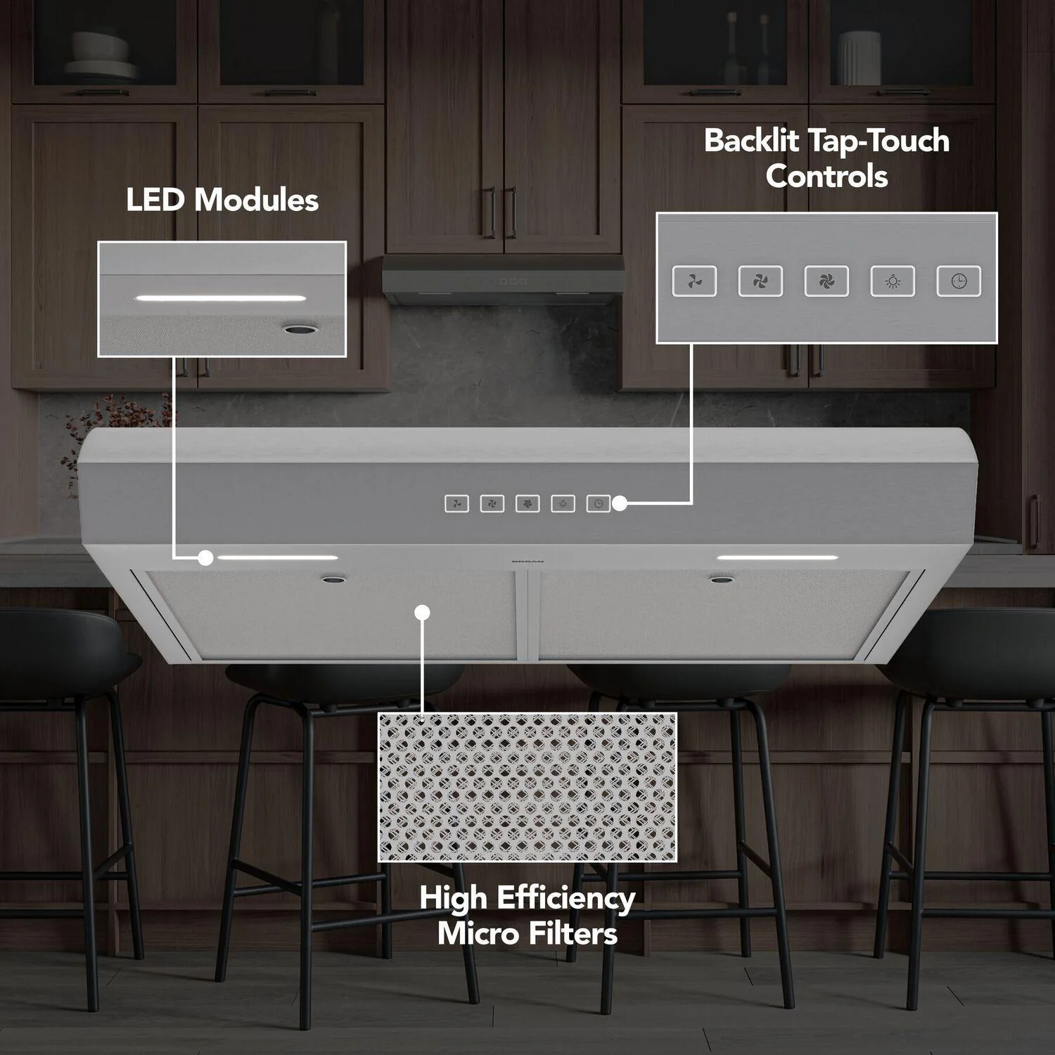 MTR2303SS Broan-NuTone 30-Inch Under Cabinet Range Hood, ENERGY STAR, 350 Max Blower CFM, Stainless Steel - Image 2