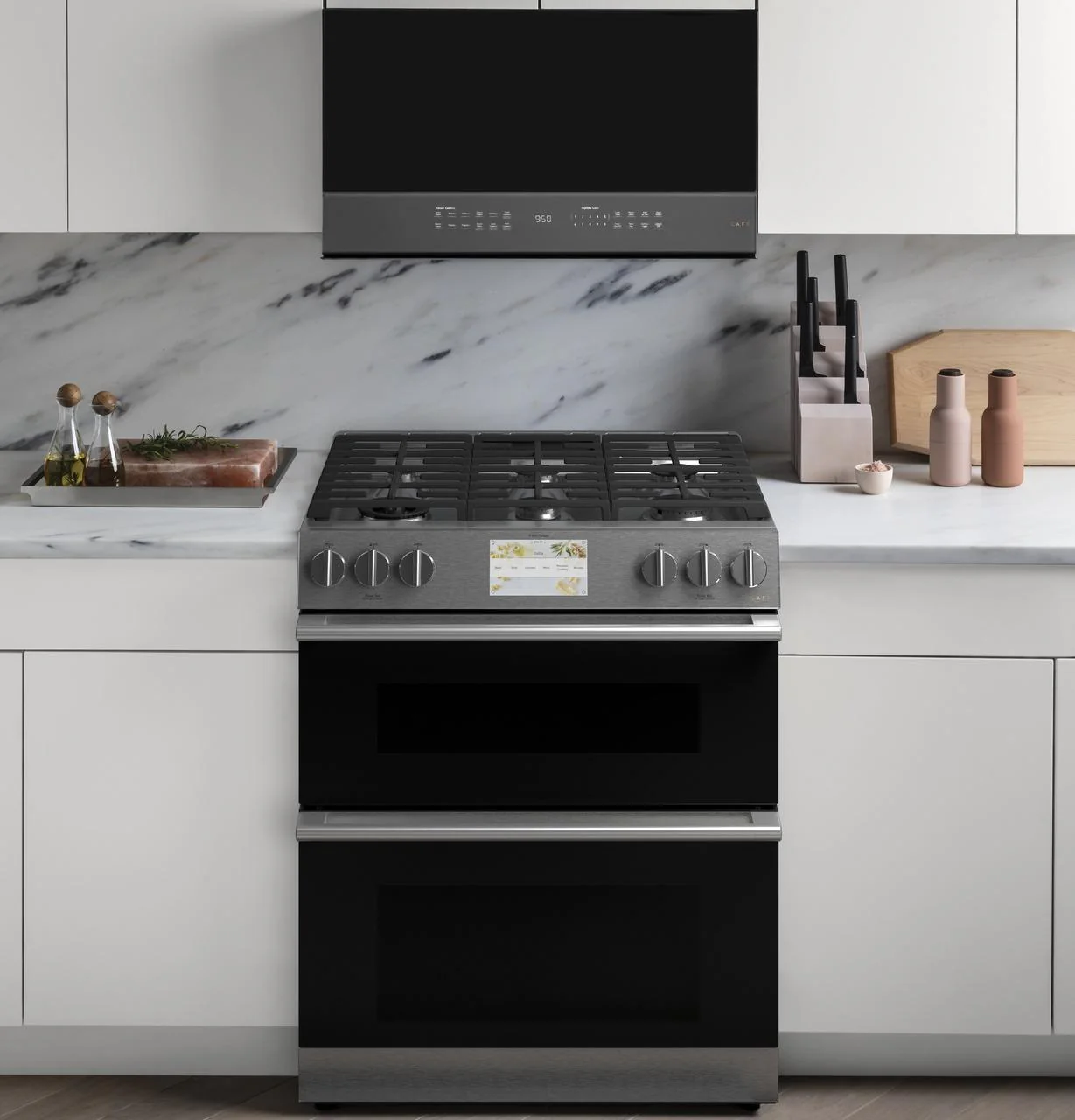 Caf(eback)™ 30" Smart Slide-In, Front-Control, Dual-Fuel, Double-Oven Range with Convection in Platinum Glass - Image 16
