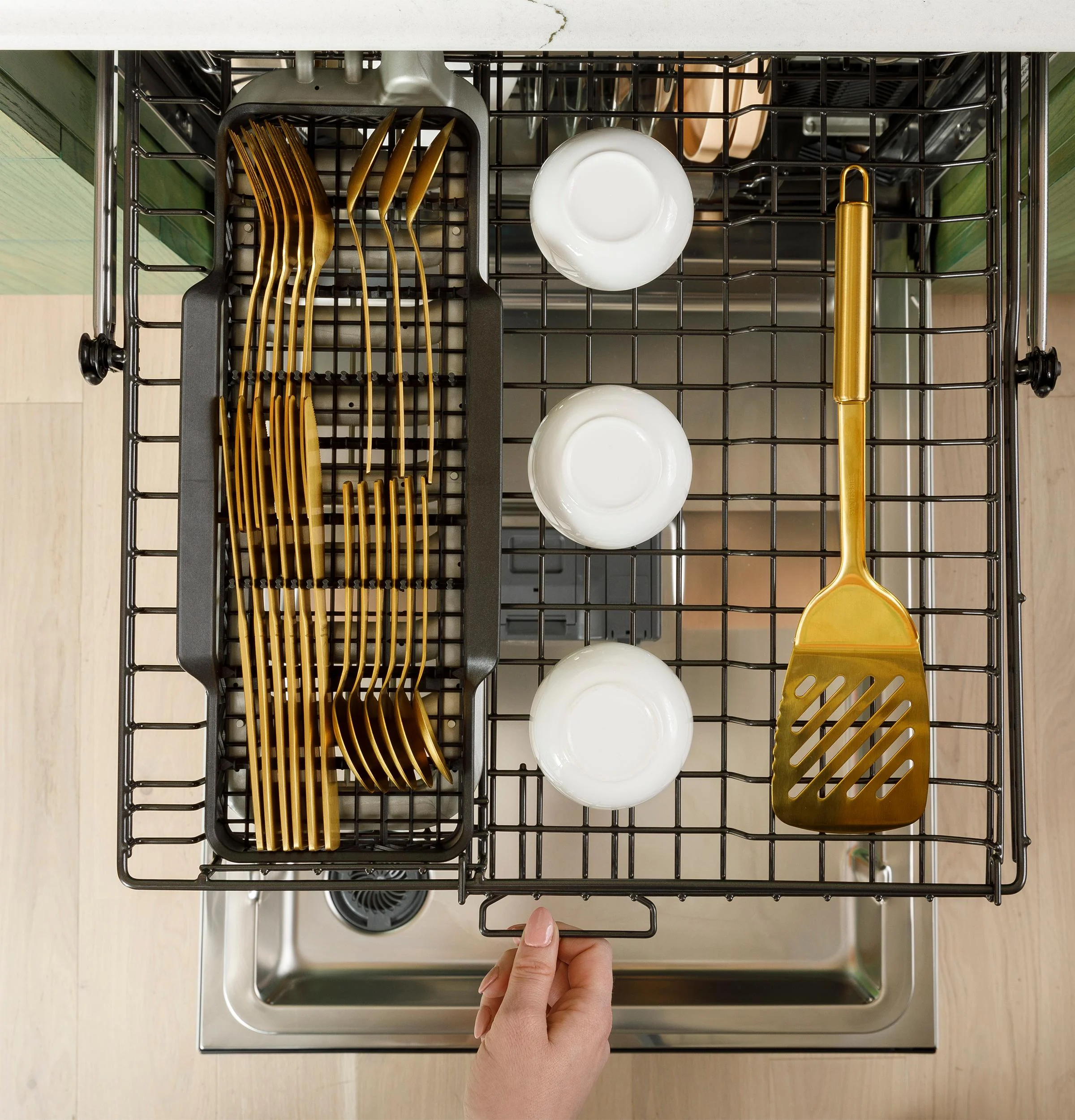 Cafe CDP888M5VS5 CAF(EBACK)™ CustomFit ENERGY STAR Stainless Interior Smart Dishwasher with Ultra Wash Top Rack and LED Lights, 39 dBA in Platinum Glass - Image 24