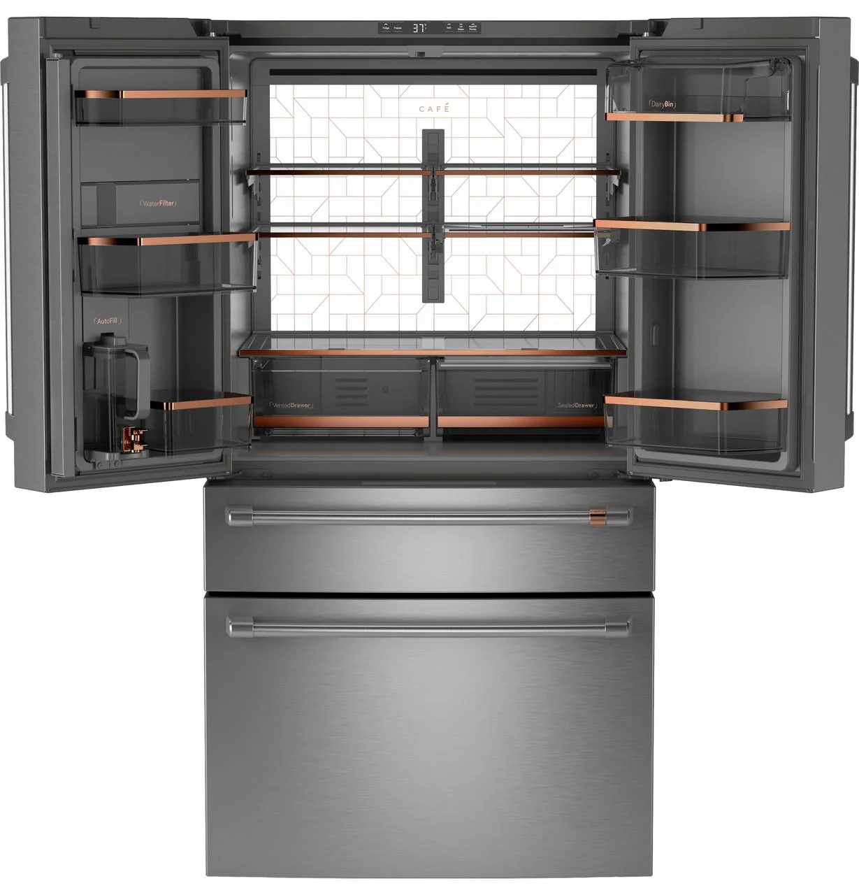 Cafe CGE29DP2TS1 CAF(EBACK)™ ENERGY STAR® 28.7 Cu. Ft. Smart 4-Door French-Door Refrigerator With Dual-Dispense AutoFill Pitcher - Image 2