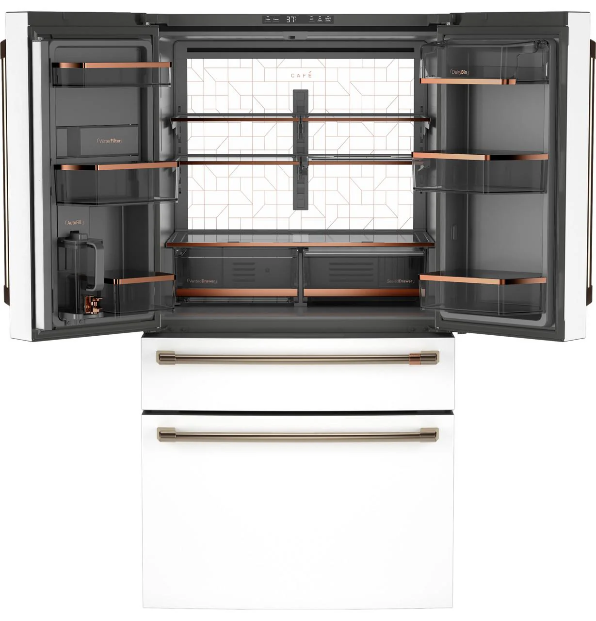 Cafe CGE29DP4TW2 CAF(EBACK)™ ENERGY STAR® 28.7 Cu. Ft. Smart 4-Door French-Door Refrigerator With Dual-Dispense AutoFill Pitcher - Image 2