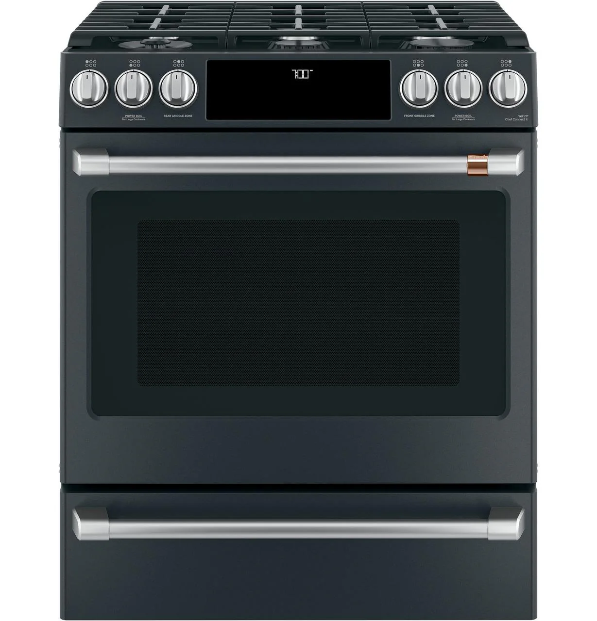 Cafe CGS700P3MD1 CAF(EBACK)™ 30" Smart Slide-In, Front-Control, Gas Range with Convection Oven