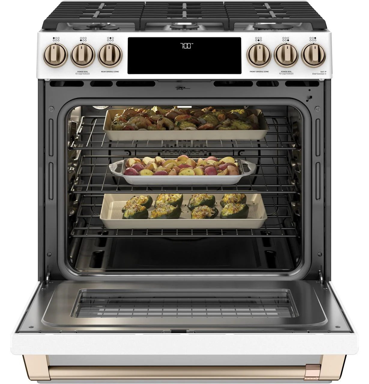 Cafe CGS700P4MW2 CAF(EBACK)™ 30" Smart Slide-In, Front-Control, Gas Range with Convection Oven - Image 3