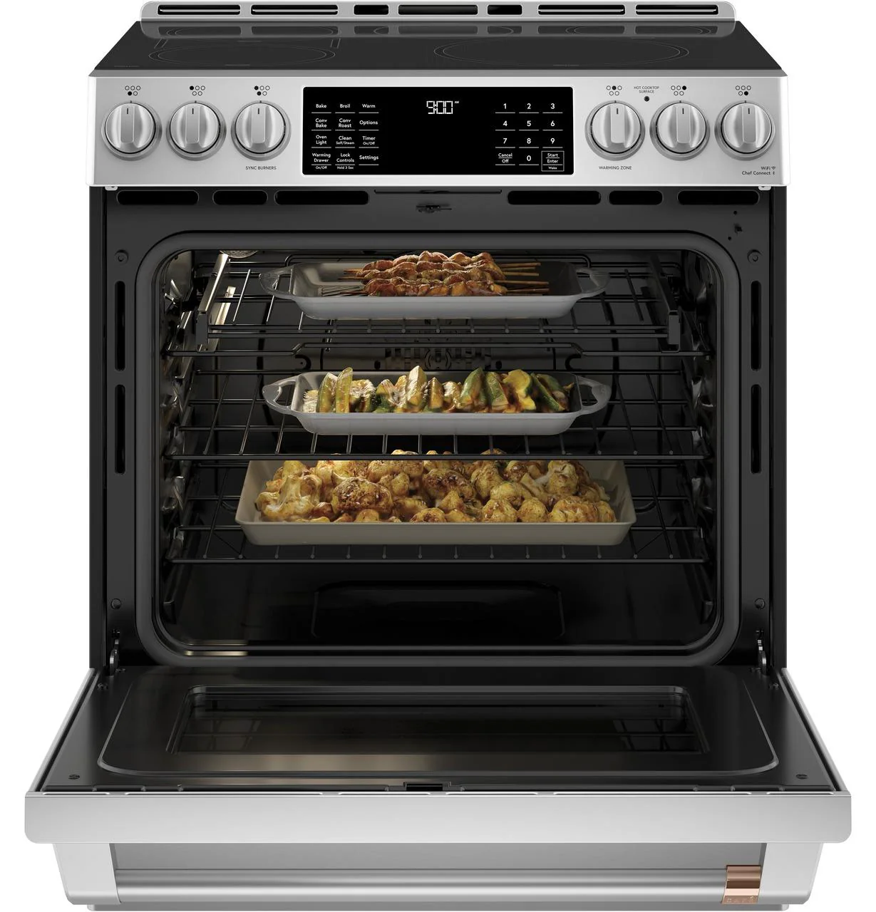 Cafe CHS900P2MS1 CAF(EBACK)™ 30" Smart Slide-In, Front-Control, Induction and Convection Range with Warming Drawer - Image 3