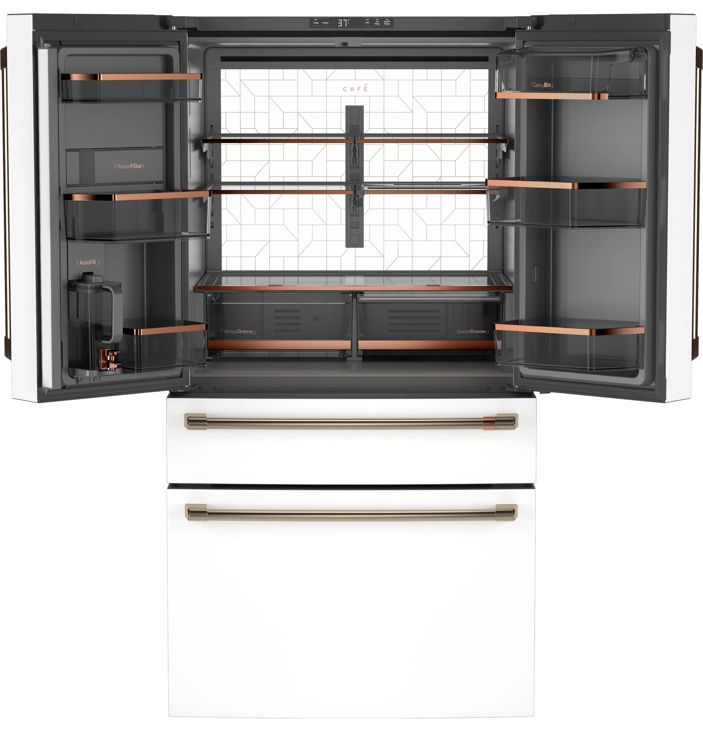 Cafe CJE23DP4WW2 CAF(EBACK)™ ENERGY STAR® 23.2 Cu. Ft. Smart Counter-Depth 4-Door French-Door Refrigerator With Dual-Dispense AutoFill Pitcher - Image 2