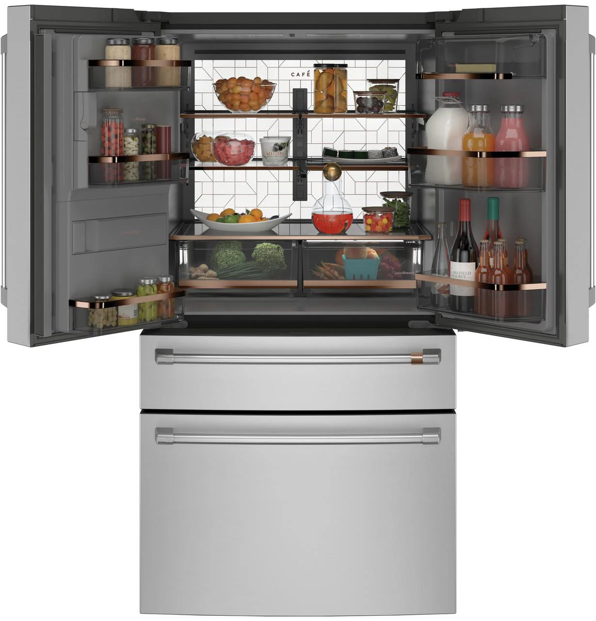 Cafe CXE22DP2PS1 CAF(EBACK)™ ENERGY STAR® 22.3 Cu. Ft. Smart Counter-Depth 4-Door French-Door Refrigerator - Image 2