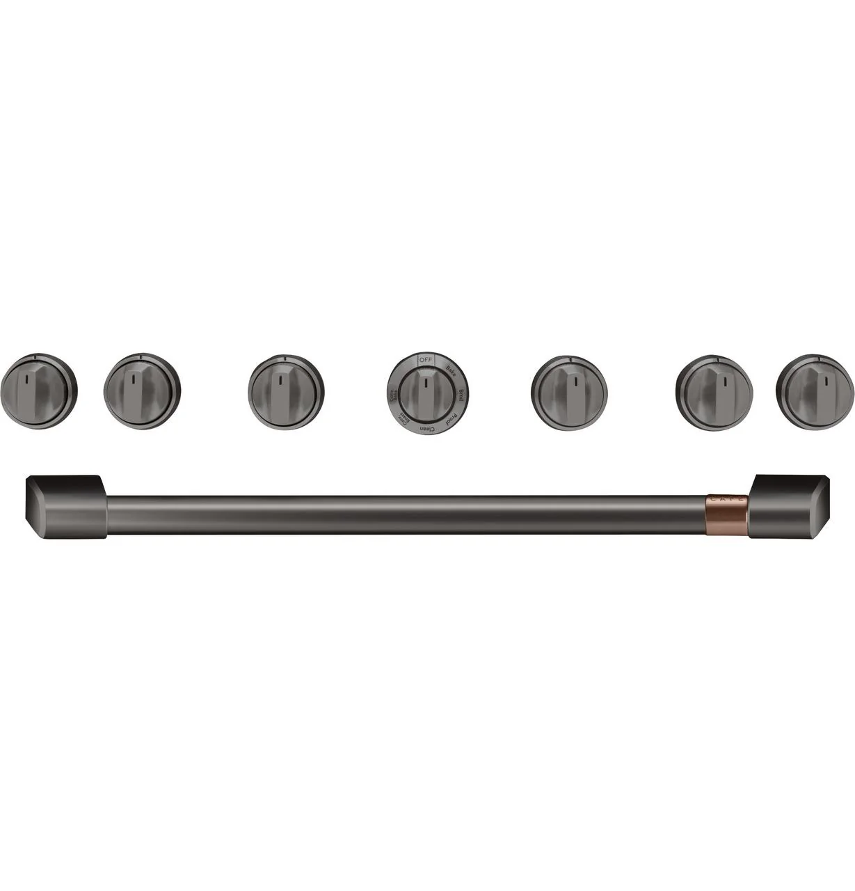 Cafe CXPR6HKPMBT Caf(eback)™ 36" Brushed Black Handle & Knob Set for Pro Range and Rangetop