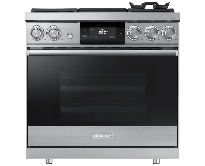 Dacor DOP36M94DPS 36" Pro Dual-Fuel Steam Range, Silver Stainless Steel, Liquid Propane