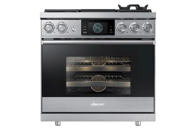 Dacor DOP36M94DPS 36" Pro Dual-Fuel Steam Range, Silver Stainless Steel, Liquid Propane - Image 4