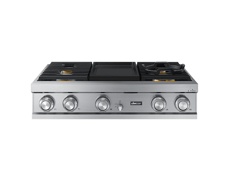 Dacor DTT36M974PS 36" Rangetop, Silver Stainless Steel, Liquid Propane
