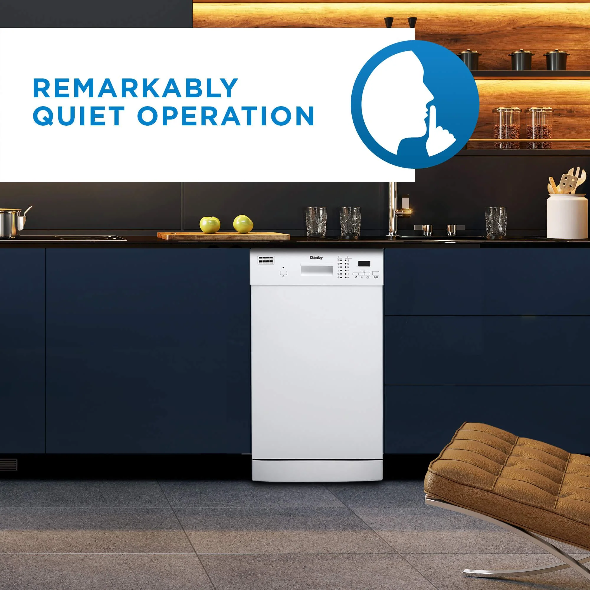 Danby 18" Wide Built-in Dishwasher in White - Image 3