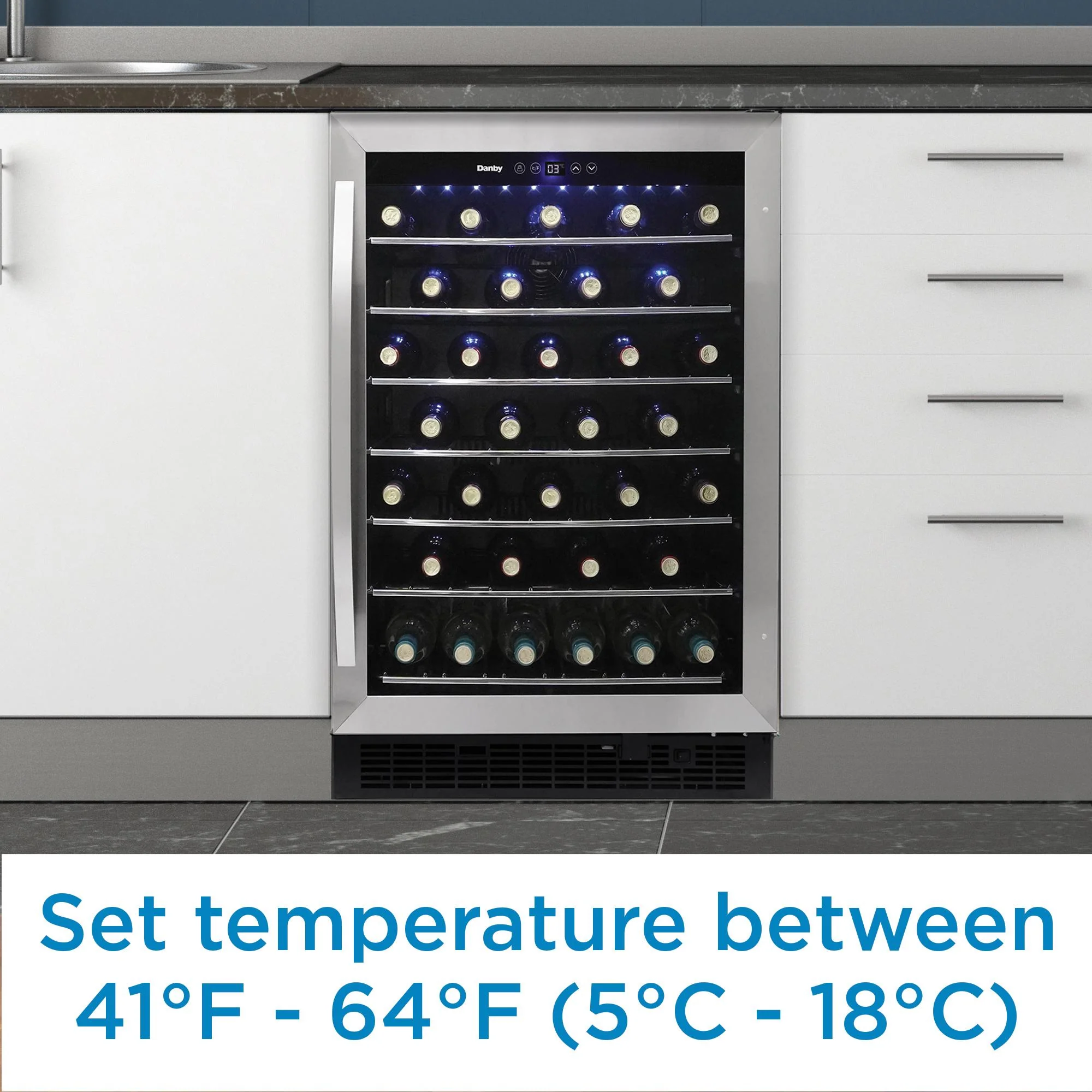 Danby 60 Bottle Built-in Wine Cooler in Stainless Steel - Image 6