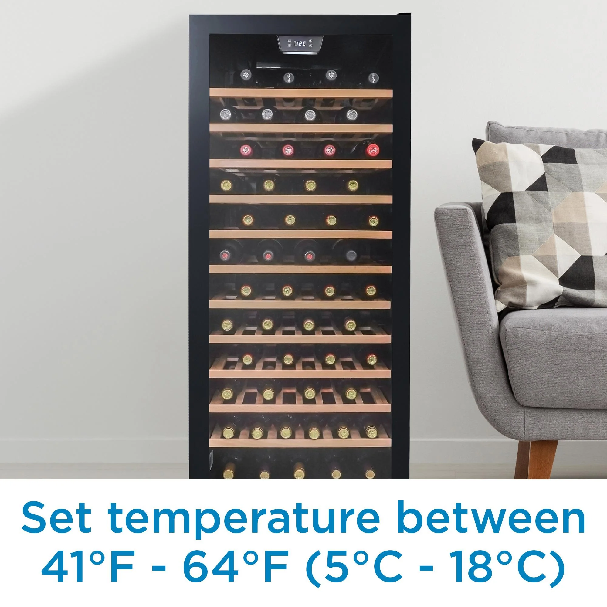 DWC94L1B Danby 94 Bottle Free-Standing Wine Cooler in Black - Image 7
