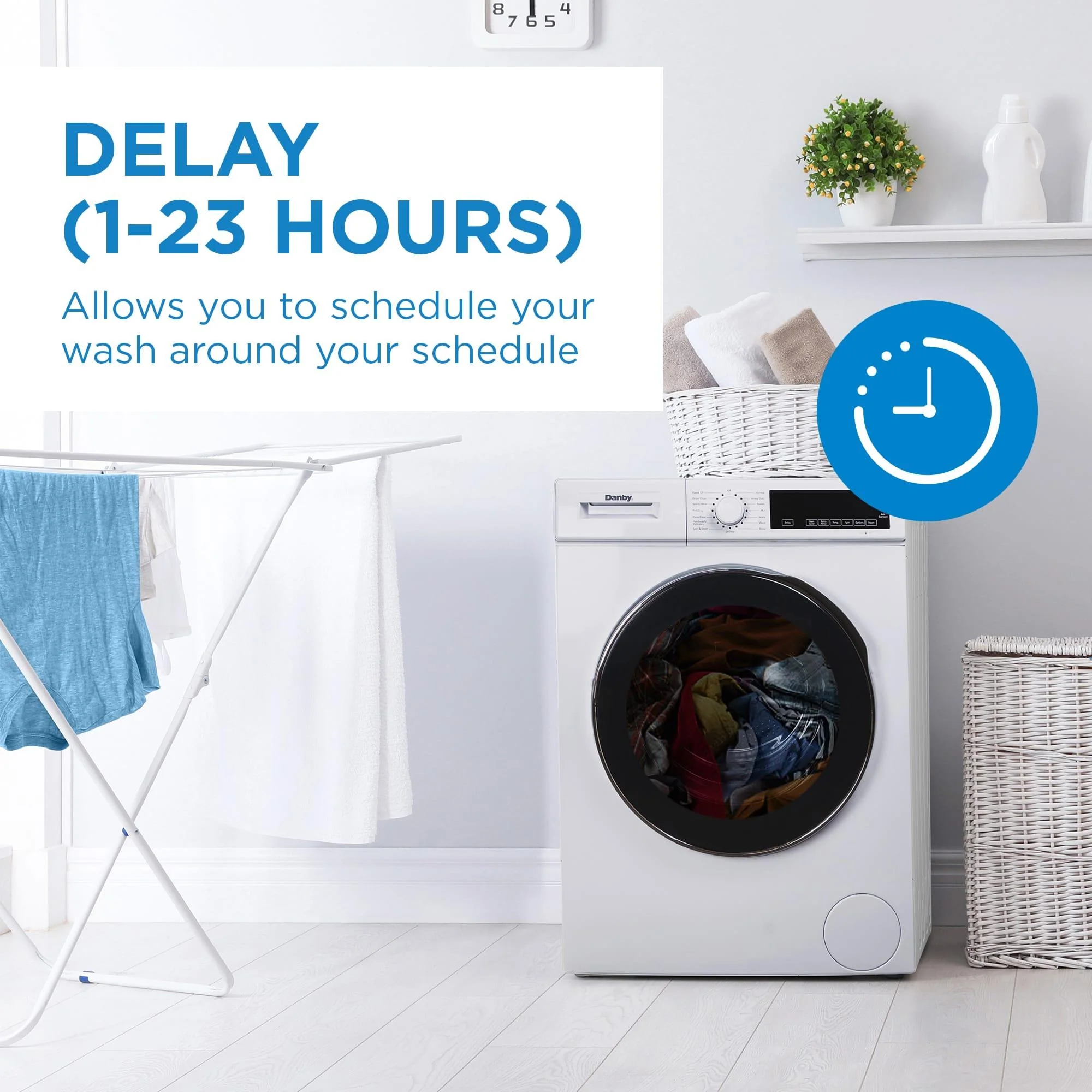 DWM022D3WDB Danby 24 Stackable Front Load Washer with Steam in White - Image 6