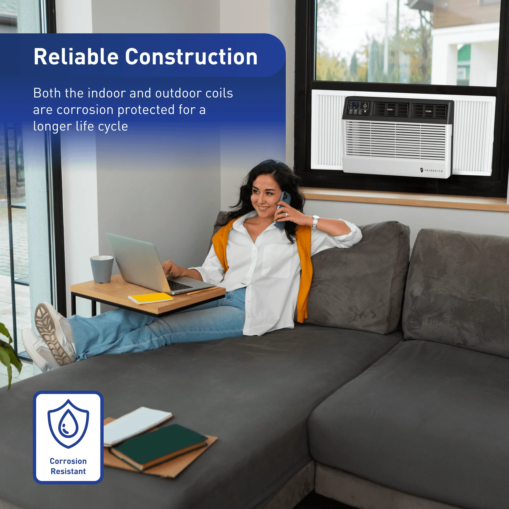 CCW06B10C Friedrich Chill Premier 6,000 BTU 115V Smart Window/Wall Air Conditioner - Cool Only - Image 8