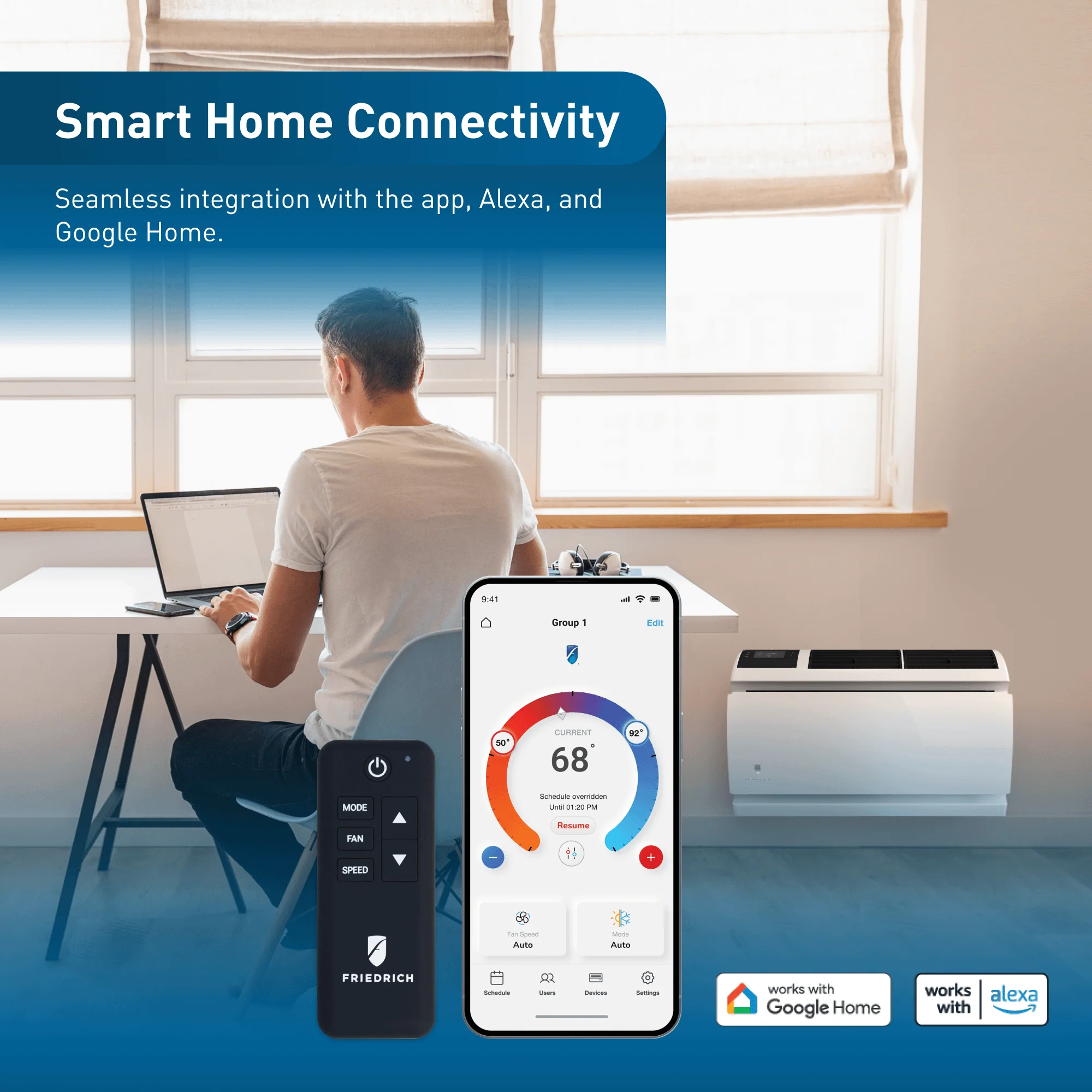WHVT14B33A Friedrich WallMaster Inverter 14,000 BTU 230V Smart Through-the-Wall Air Conditioner with Heat Pump - Image 2