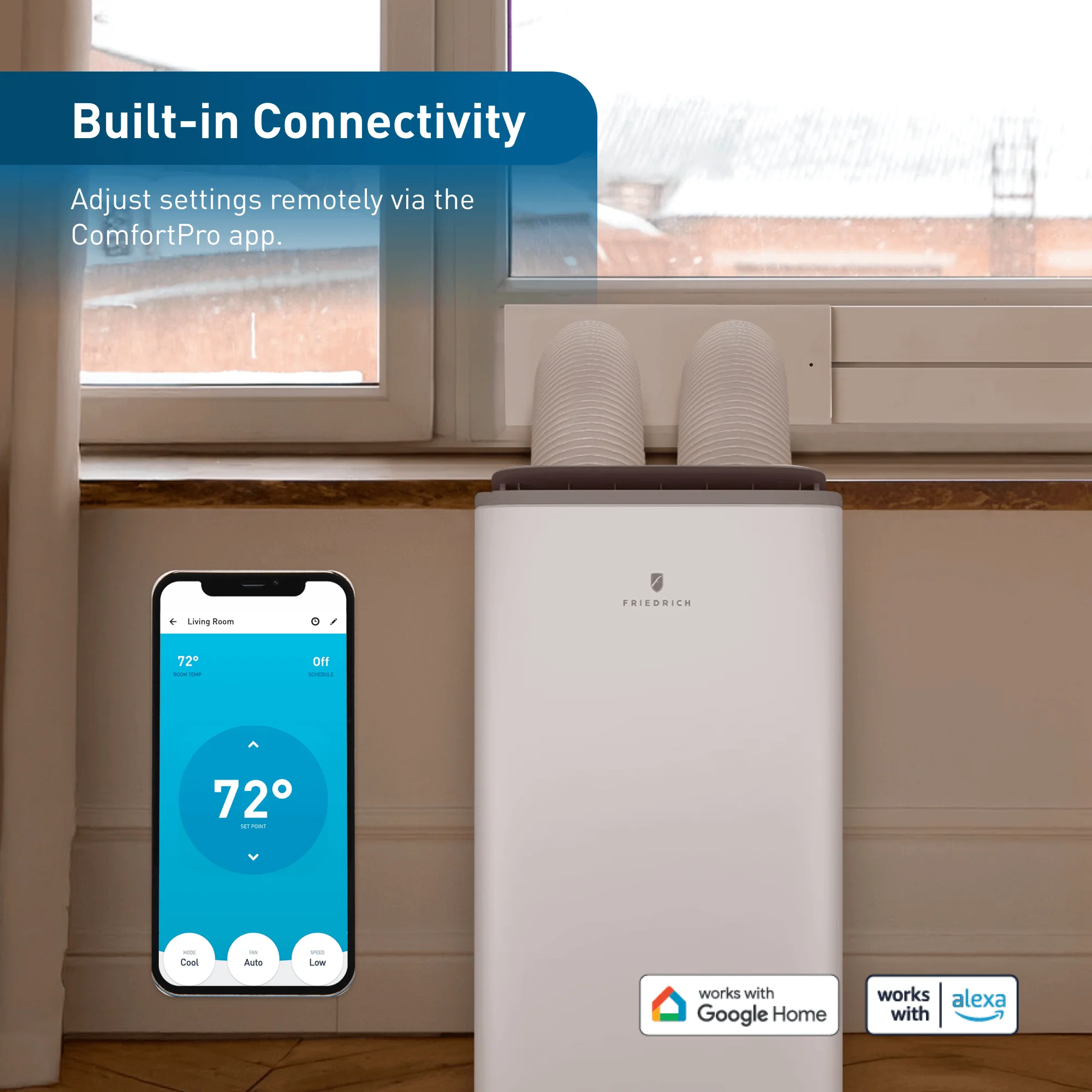 ZHP14DC Friedrich ZoneAire Premier 14,000 BTU Dual-Hose Smart Portable Air Conditioner with Heat Pump - Image 11