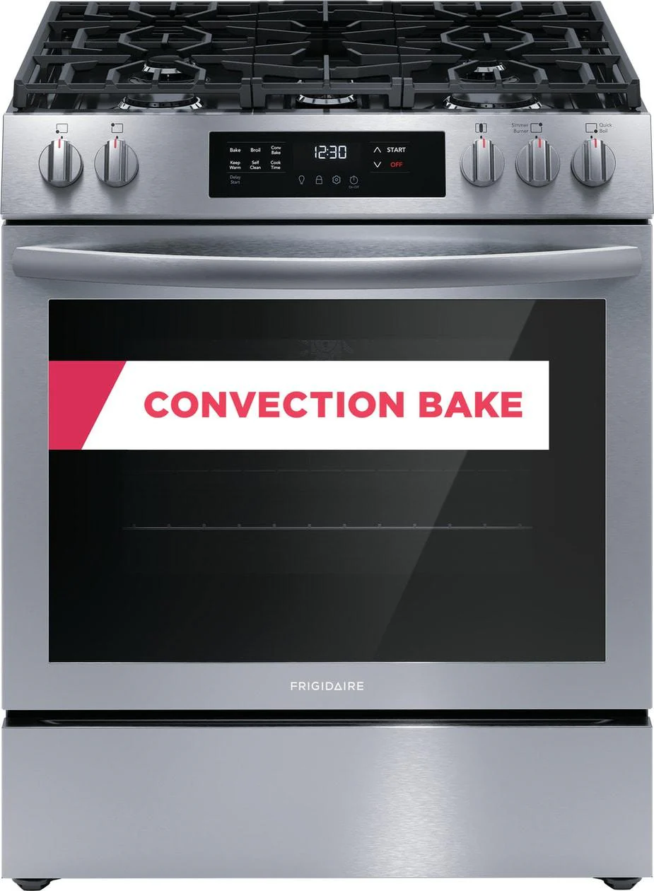 Frigidaire FCFG3083AS 30" Front Control Gas Range with Convection Bake