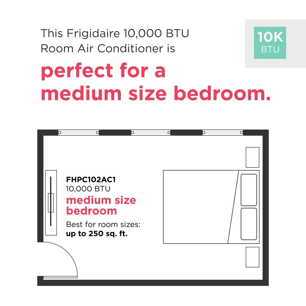 Frigidaire FHPC102AC1 3-in-1 Portable Room Air Conditioner 10,000 BTU (ASHRAE) / 6,500 BTU (DOE) - Image 4