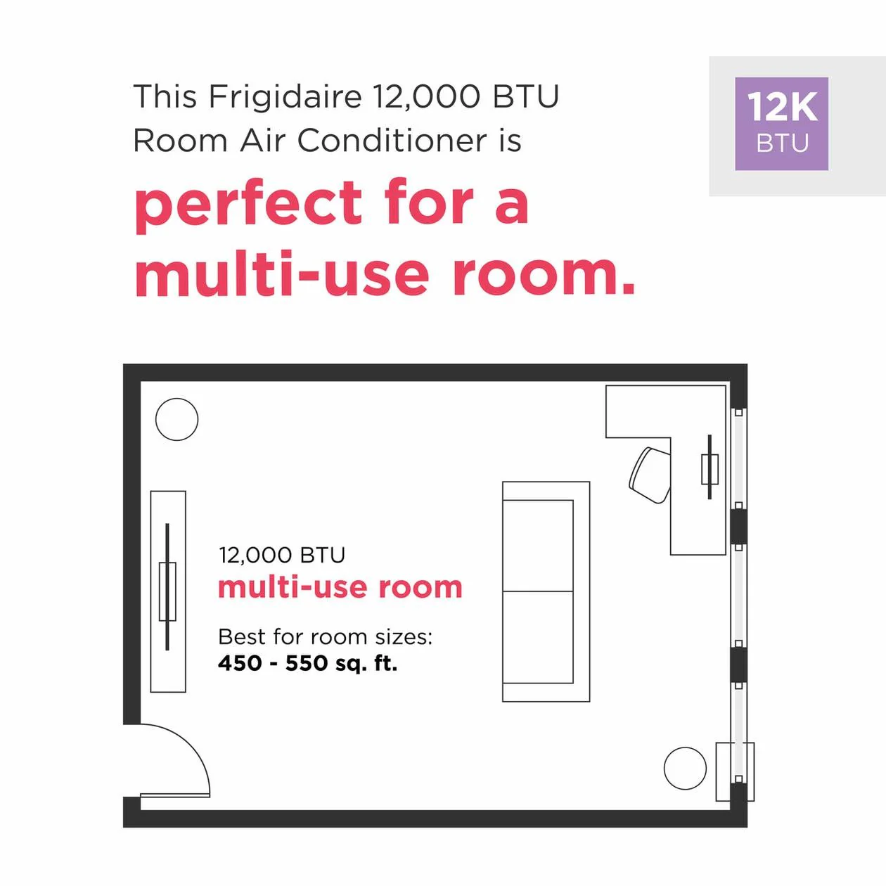 Frigidaire FHWH124WB2 12,000 BTU Window Room Air Conditioner with Supplemental Heat - Image 2