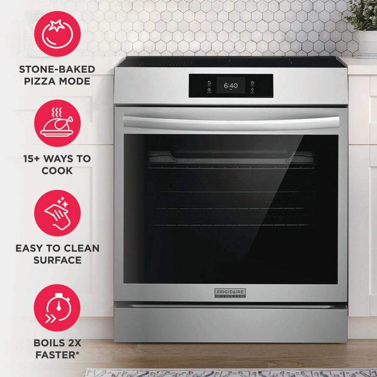 Frigidaire GCFI3070BF 30" Front Control Induction Range with Stone-Baked Pizza - Image 16