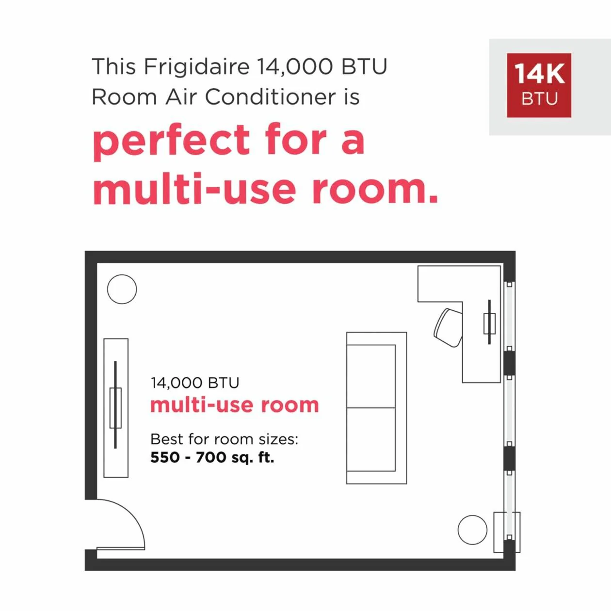 Frigidaire GHPH142AA1 3-in-1 Connected Inverter Portable Room Air Conditioner with Supplemental Heat 14,000 BTU (ASHRAE) / 10,000 BTU (DOE) - Image 2
