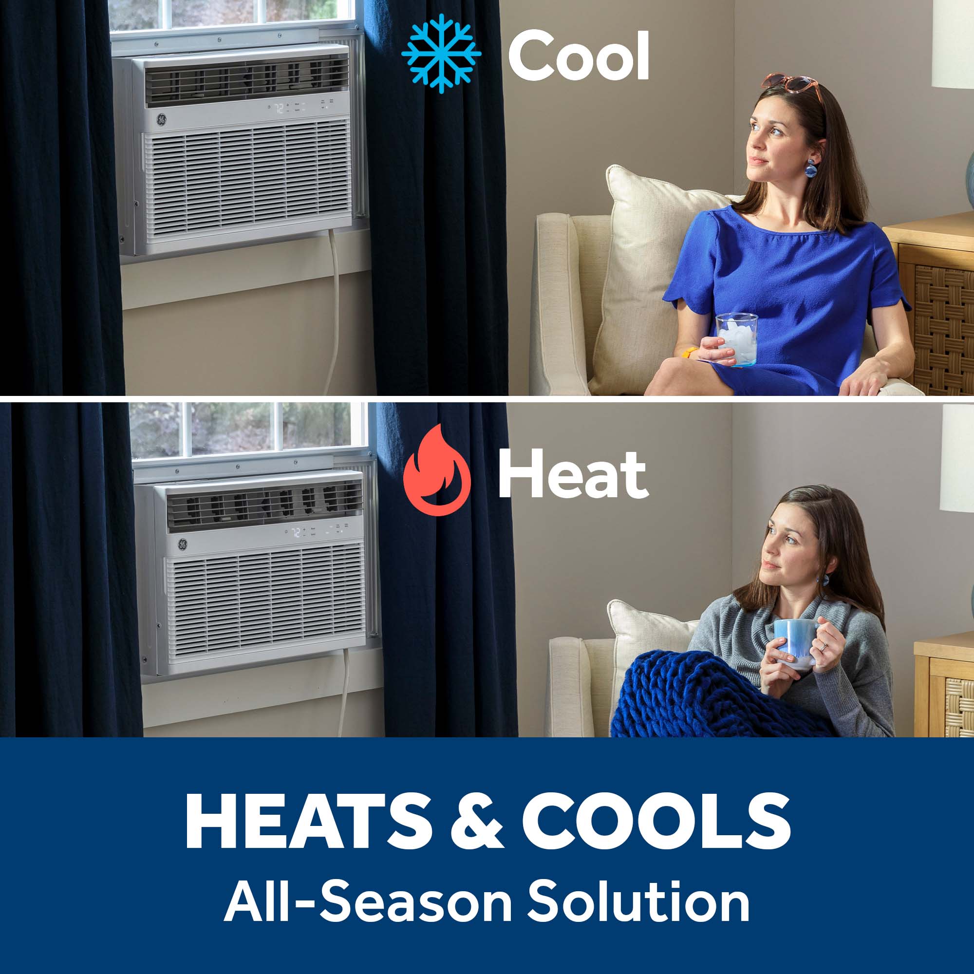 AWGH08WWF GE® 8,000 BTU Smart Heat/Cool Electronic Window Air Conditioner for Medium Rooms up to 350 sq. ft. - Image 2