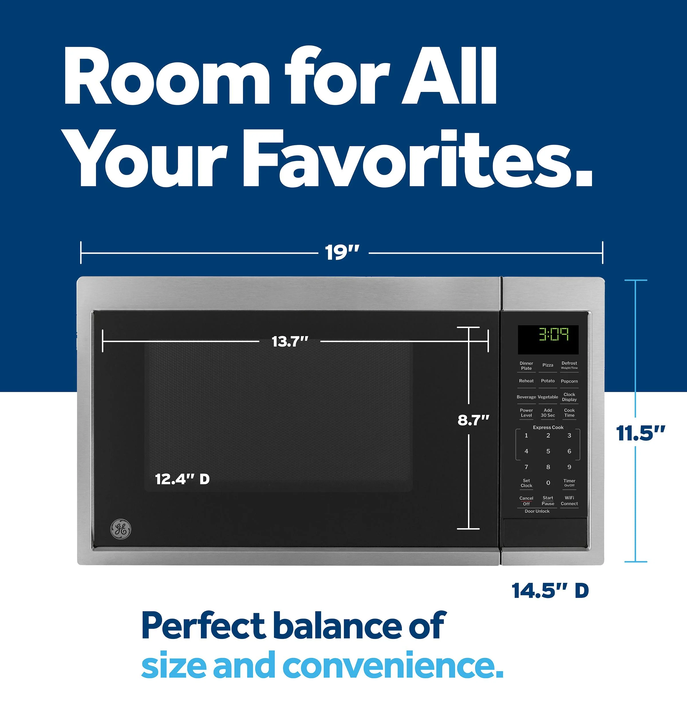 GCST09U1WSS GE® 0.9 Cu. Ft. Capacity Smart Countertop Microwave Oven with Scan-To-Cook Technology - Image 9