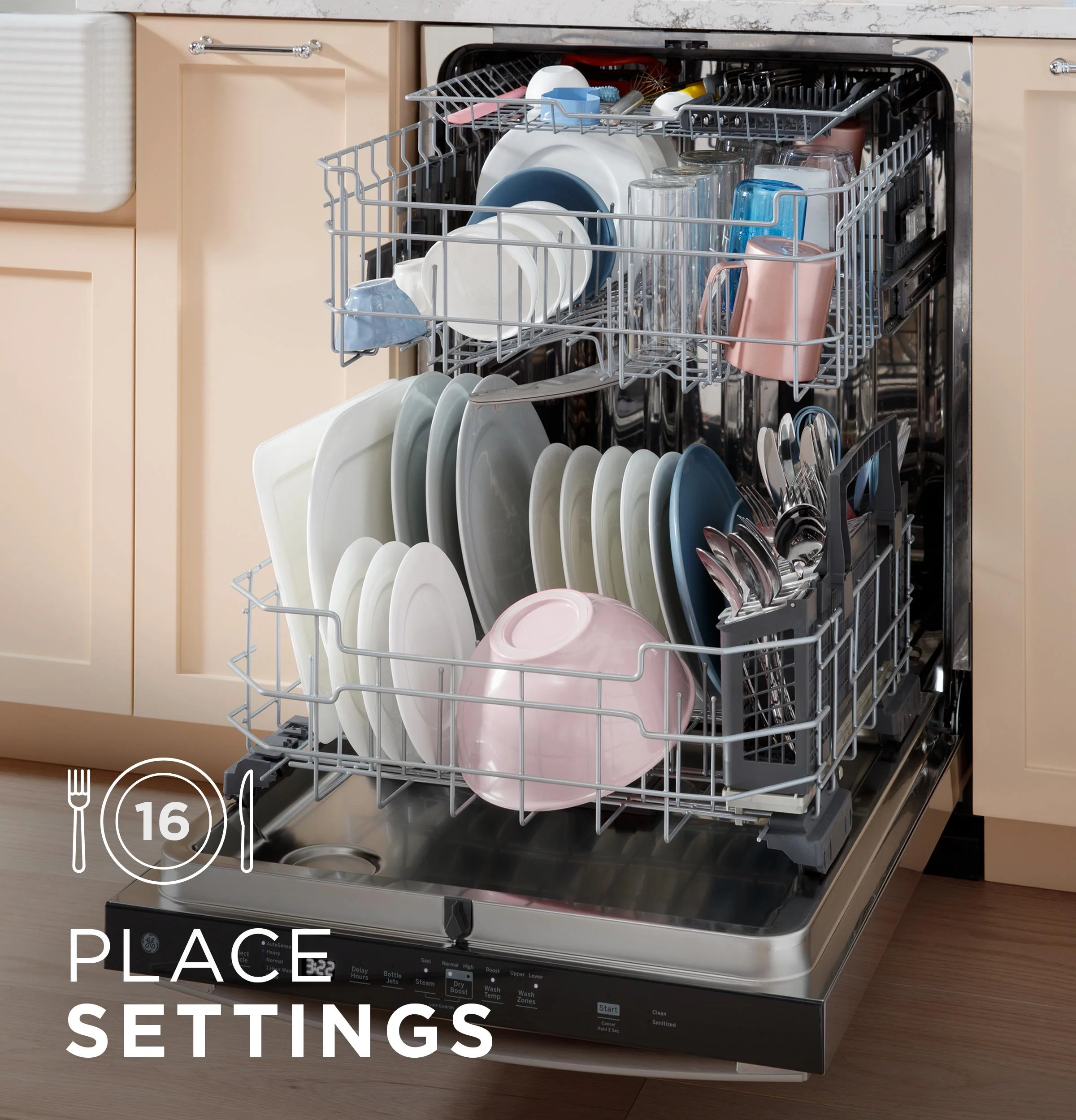 GDP670SGVBB GE® ENERGY STAR® Top Control with Stainless Steel Interior Dishwasher with Sanitize Cycle - Image 6
