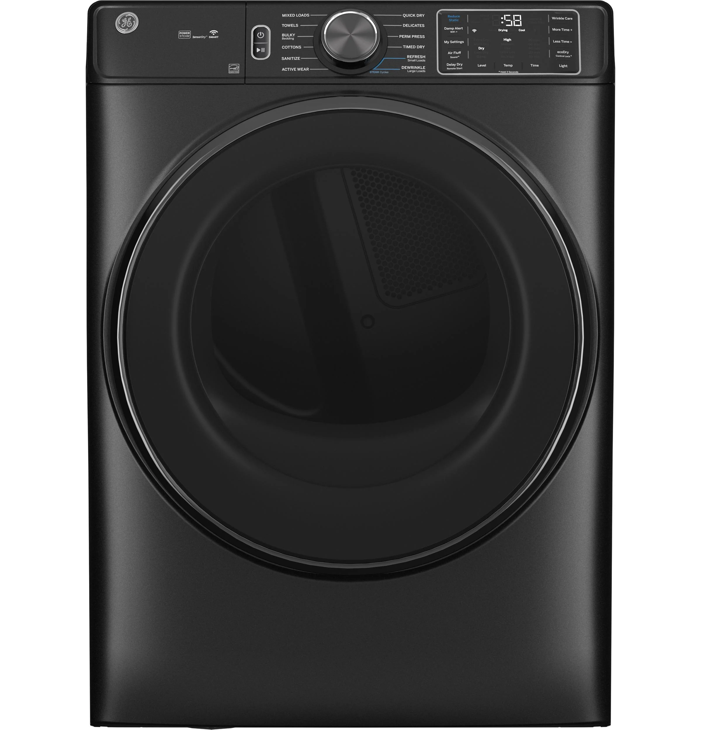 GFD65ESPVDS GE® ENERGY STAR® 7.8 cu. ft. Capacity Smart Front Load Electric Dryer with Steam and Sanitize Cycle