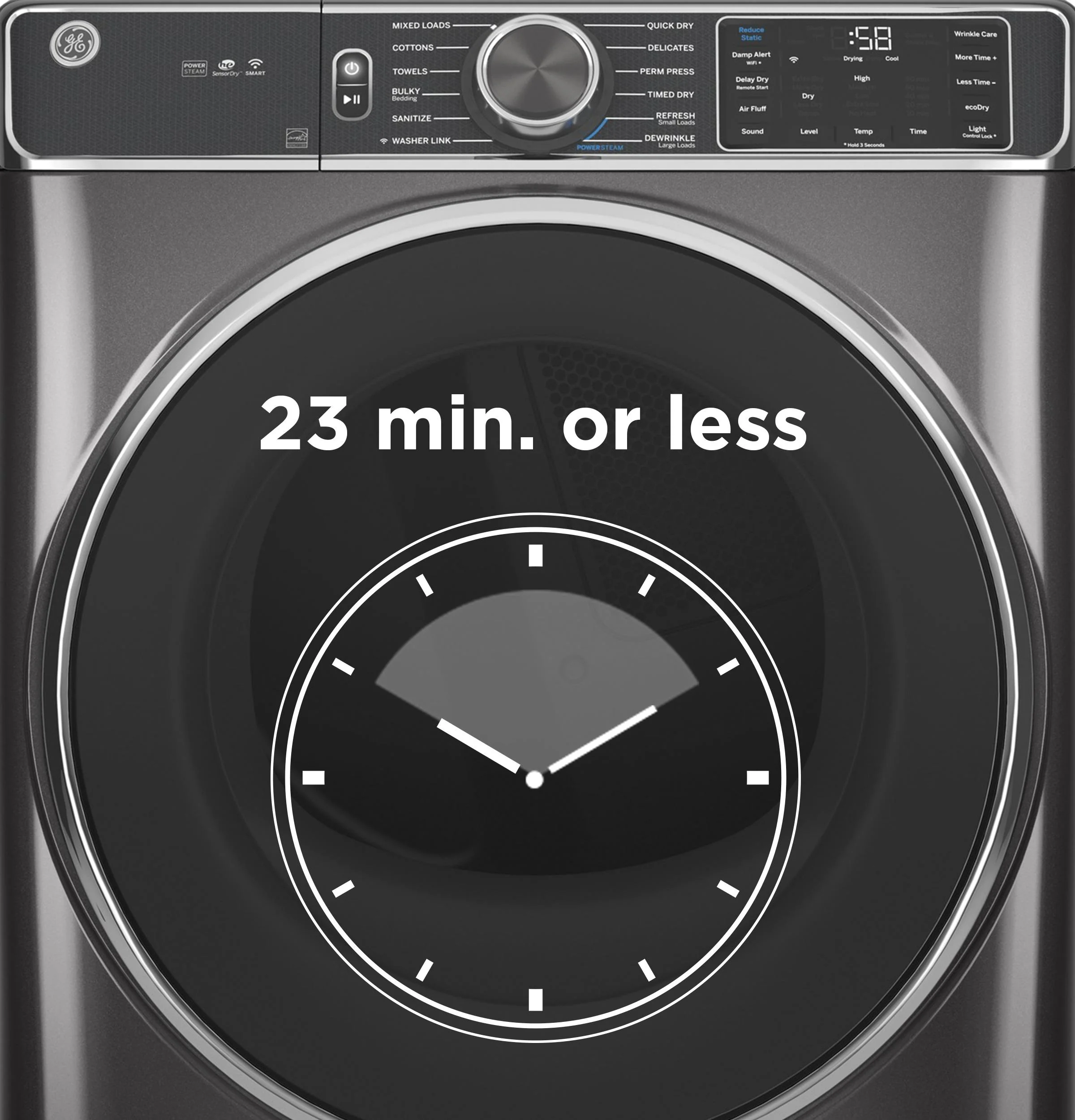 GE® 7.8 cu. ft. Capacity Smart Front Load Electric Dryer with Steam and Sanitize Cycle - Image 19