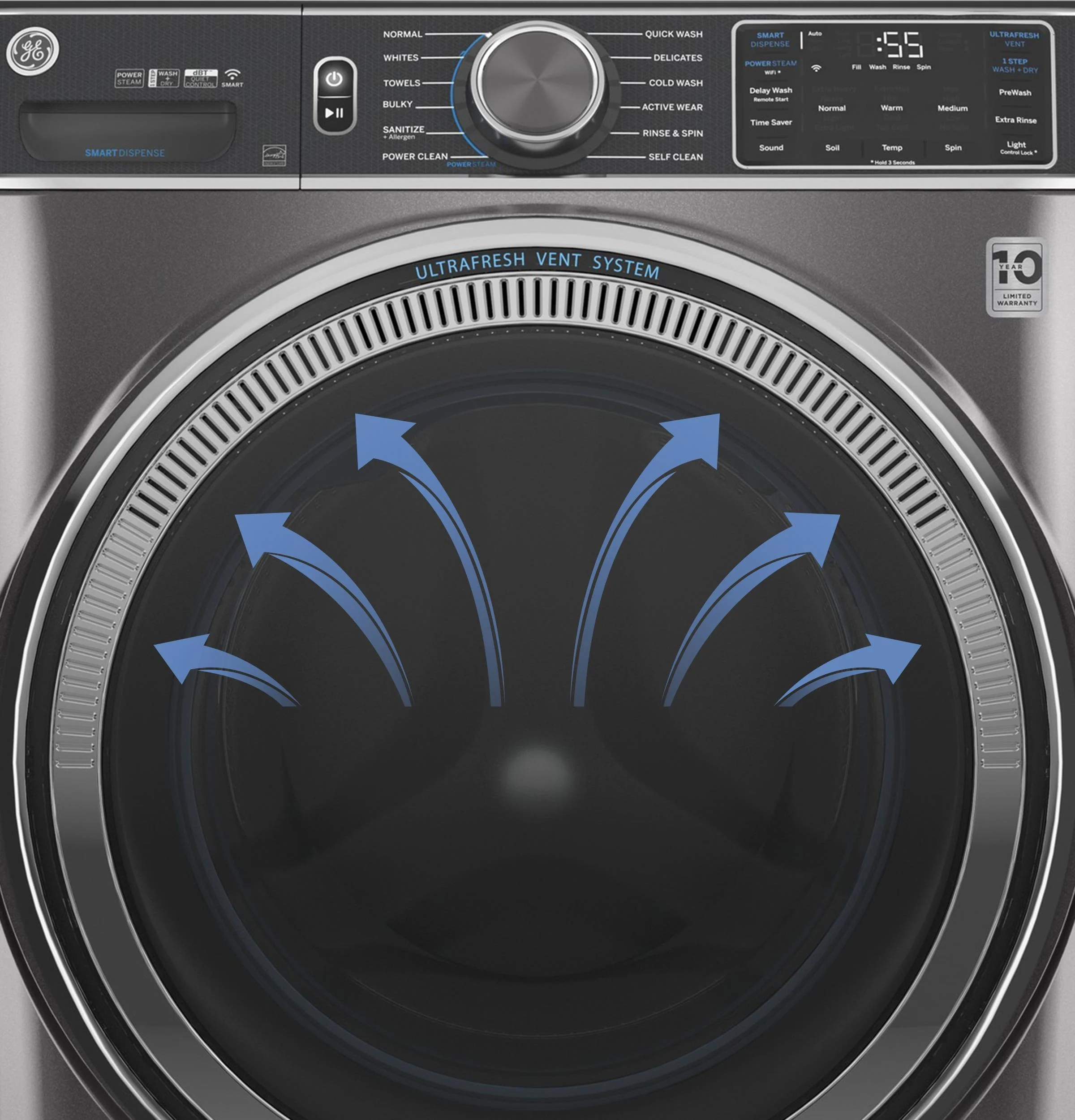 GE® ENERGY STAR® 7.8 cu. ft. Capacity Smart Front Load Electric Dryer with Steam and Sanitize Cycle - Image 31