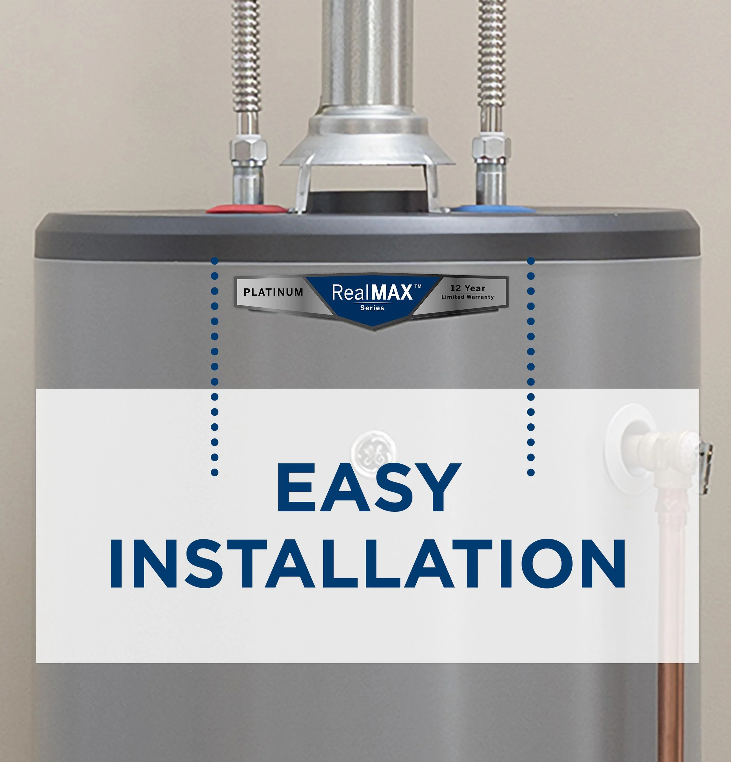 GG40T10BXR GE RealMAX Premium 40-Gallon Tall Natural Gas Atmospheric Water Heater - Image 6