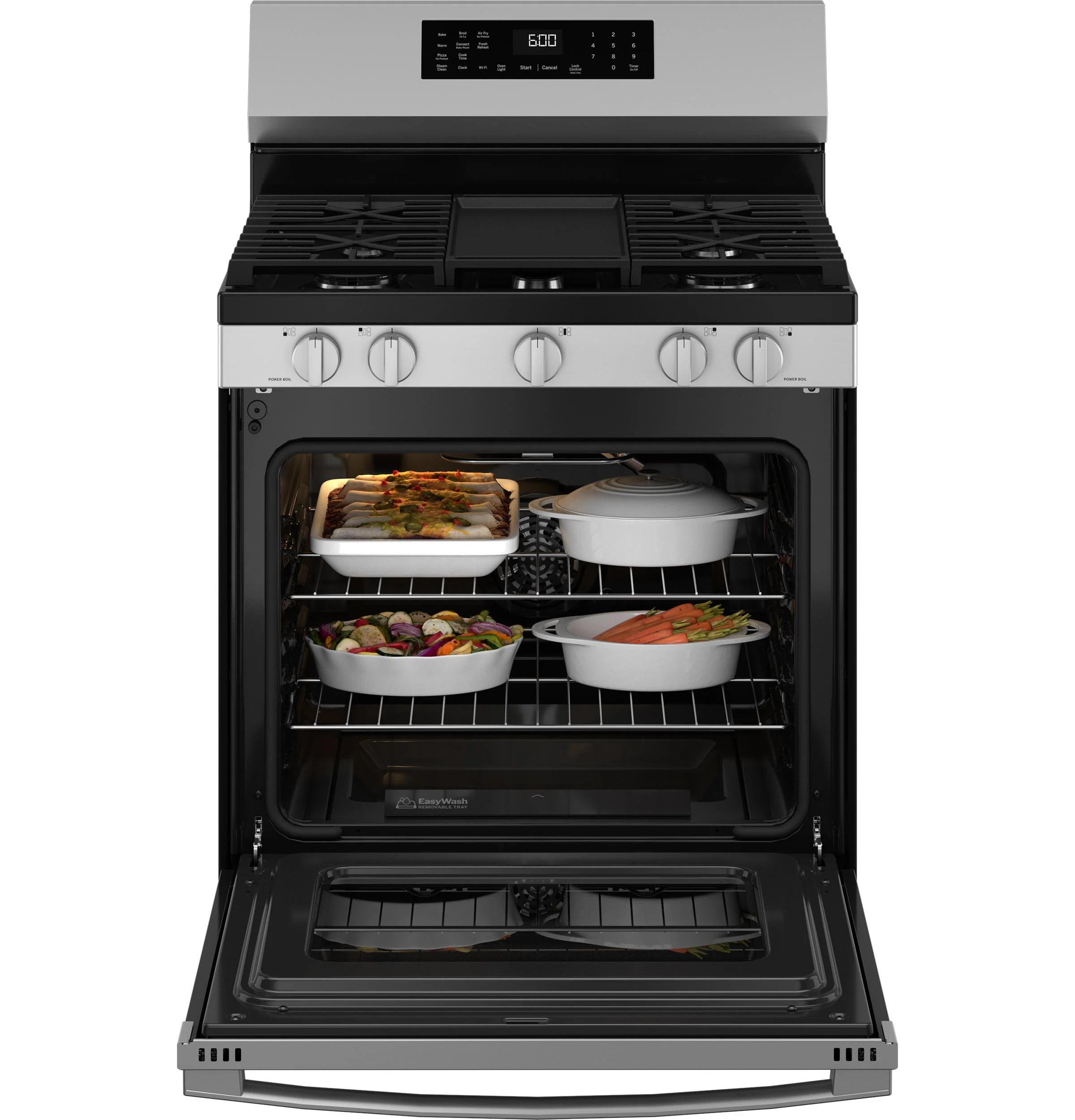 GGF600AVSS GE® 30" Free-Standing Gas Convection Range with No Preheat Air Fry and EasyWash™ Oven Tray - Image 4
