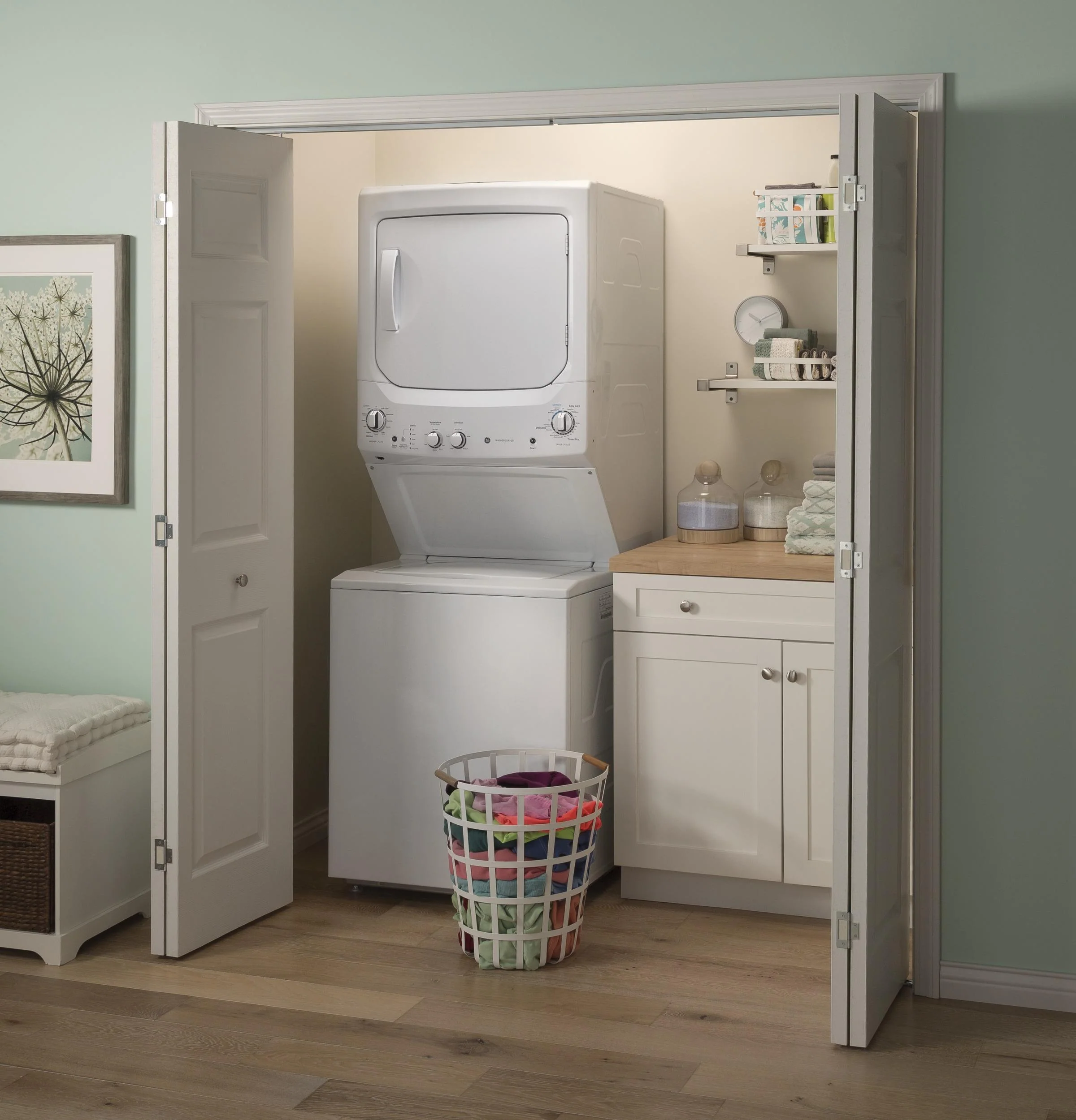 GUD27ESSMWW GE Unitized Spacemaker® 3.8 cu. ft. Capacity Washer with Stainless Steel Basket and 5.9 cu. ft. Capacity Electric Dryer - Image 27