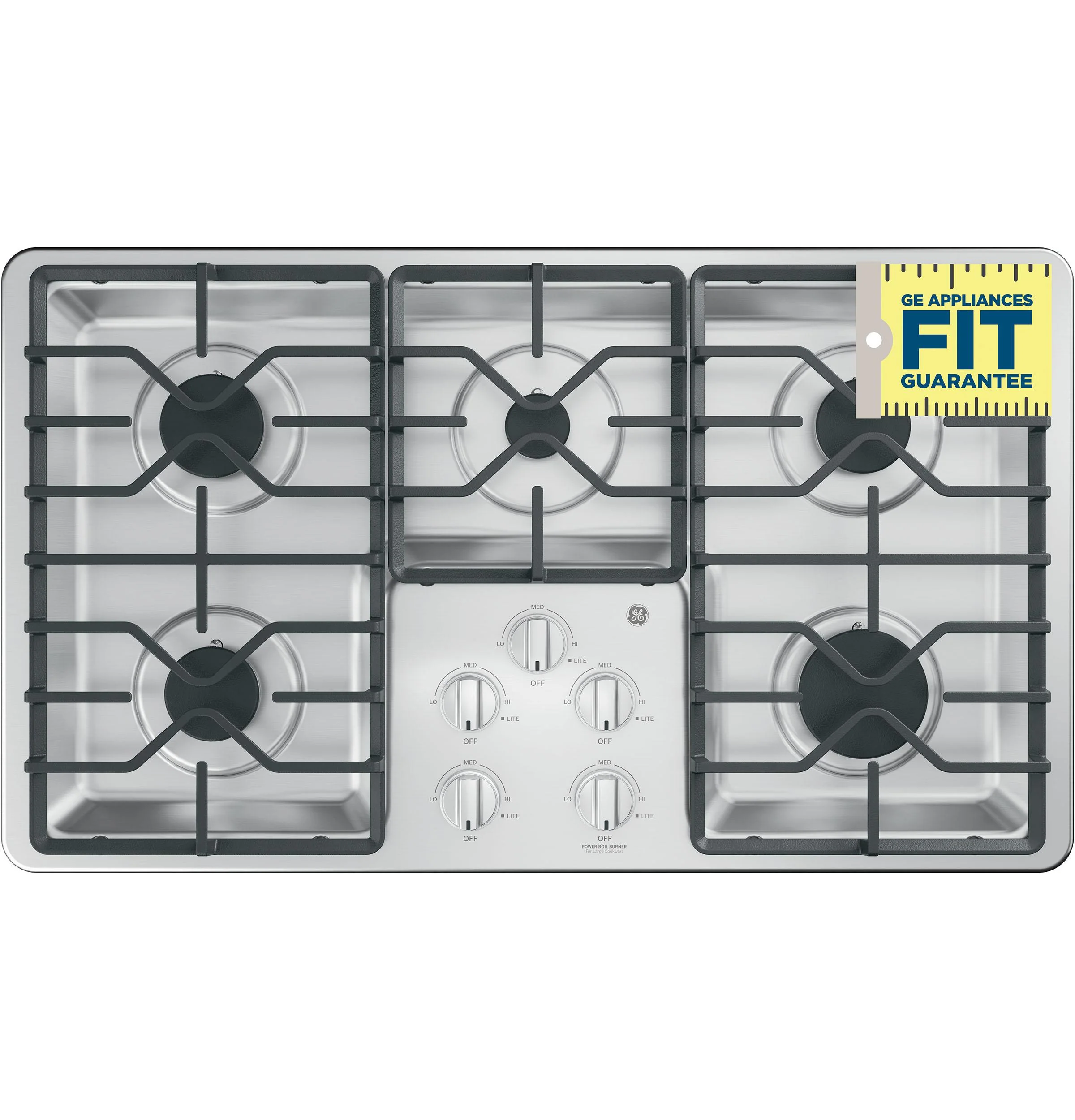 JGP3036SLSS GE® 36" Built-In Gas Cooktop with Dishwasher-Safe Grates - Image 3
