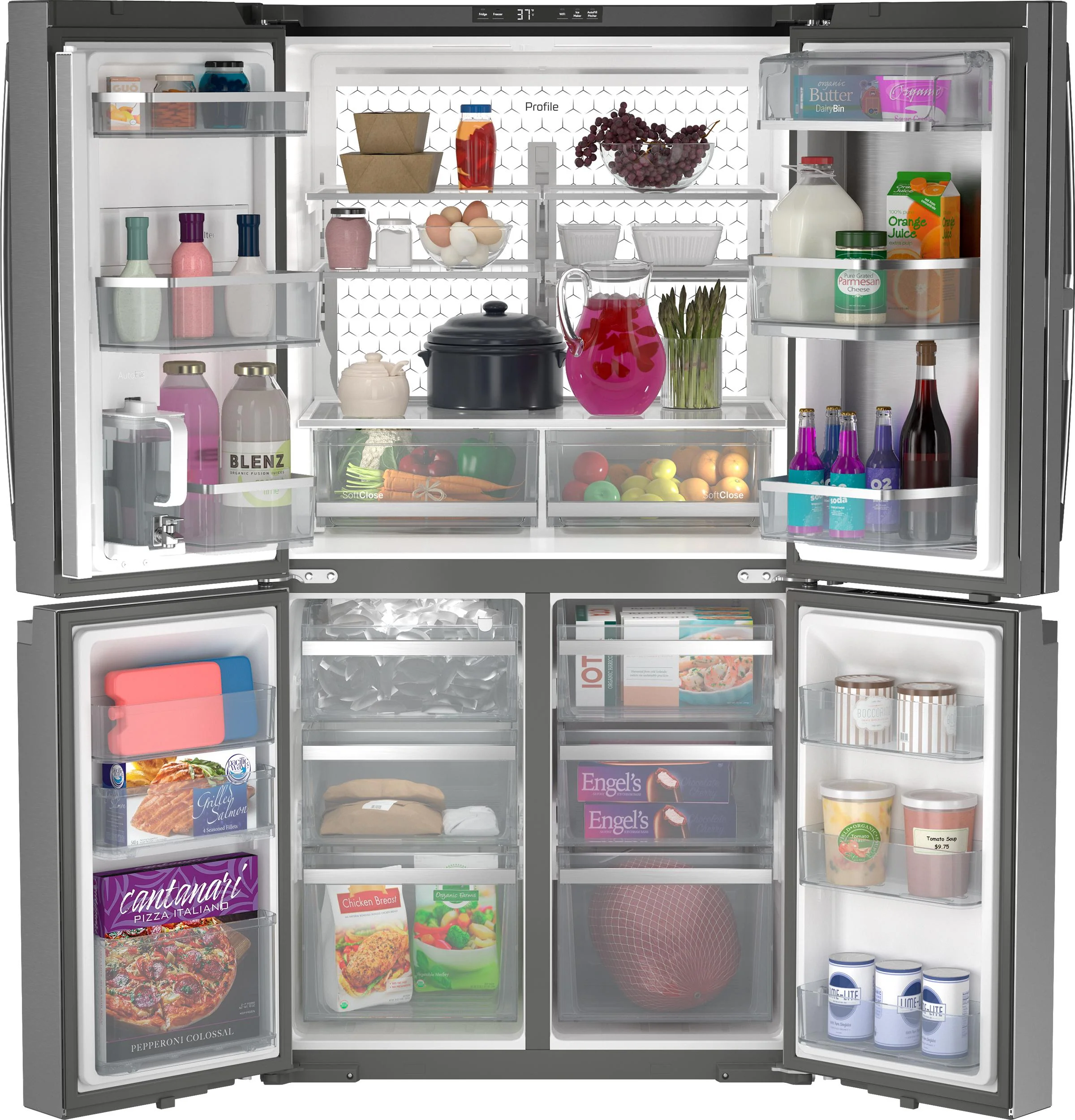 PAD28BYTFS GE Profile™ ENERGY STAR® 28.4 Cu. Ft. Quad-Door Refrigerator with Dual-Dispense AutoFill Pitcher and Door in Door - Image 8