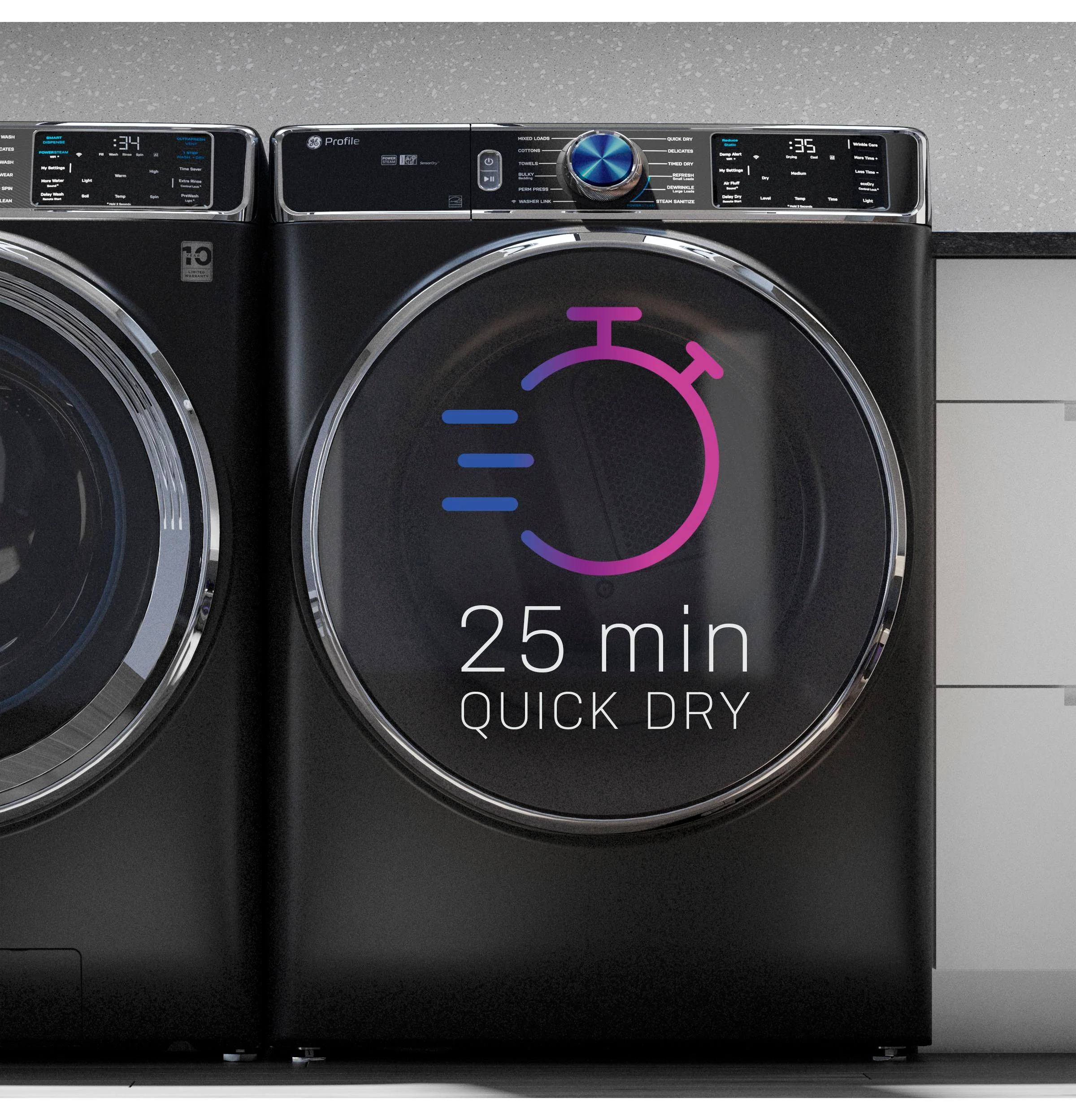 PFD95GSPWGN GE Profile™ ENERGY STAR® 7.8 cu. ft. Capacity Smart Front Load Gas Dryer with Steam and Sanitize Cycle - Image 16
