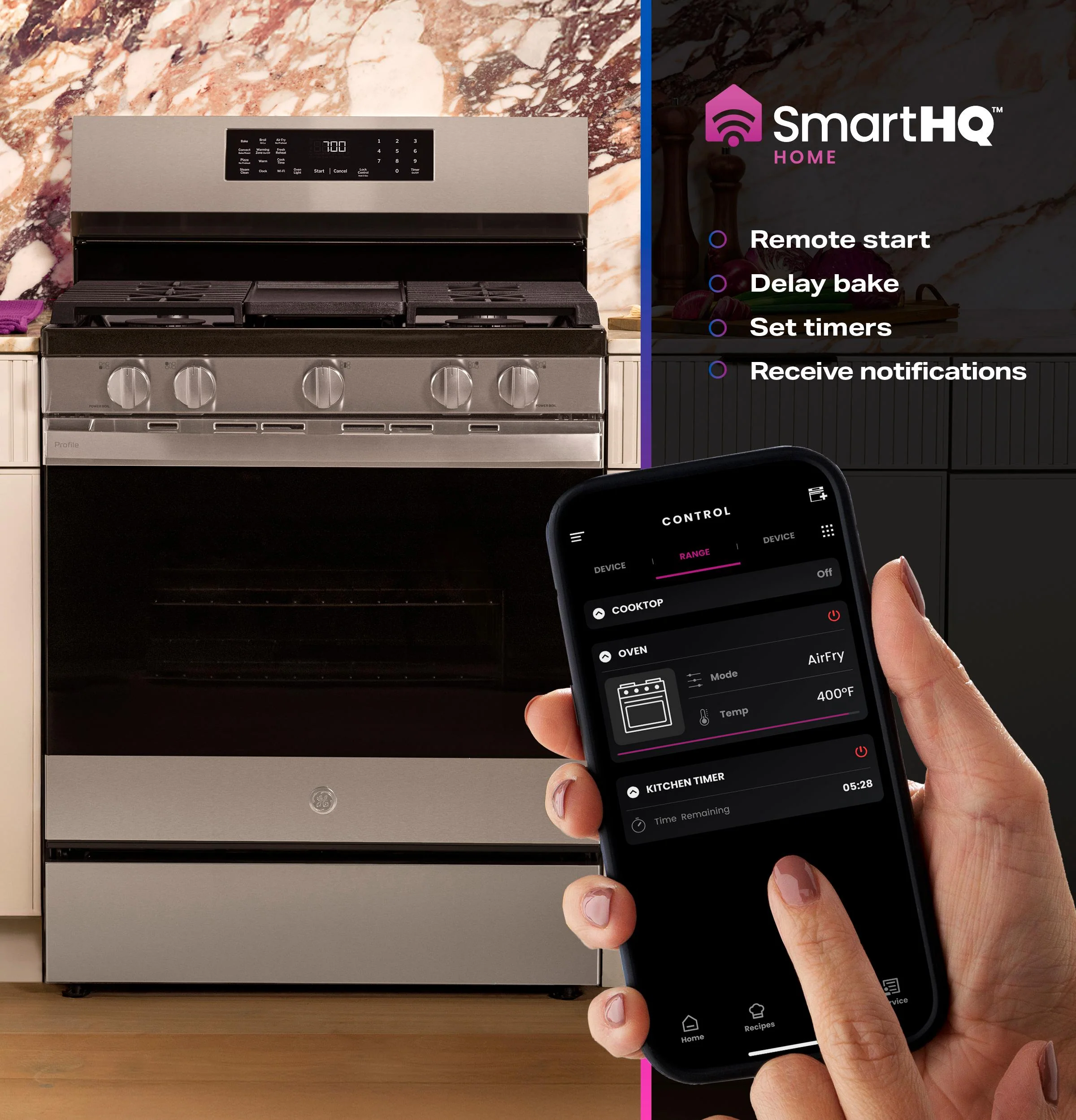 PGF700AYFS GE Profile™ 30" Smart Free-Standing Gas Convection Range with No Preheat Air Fry and EasyWash™ Oven Tray - Image 11