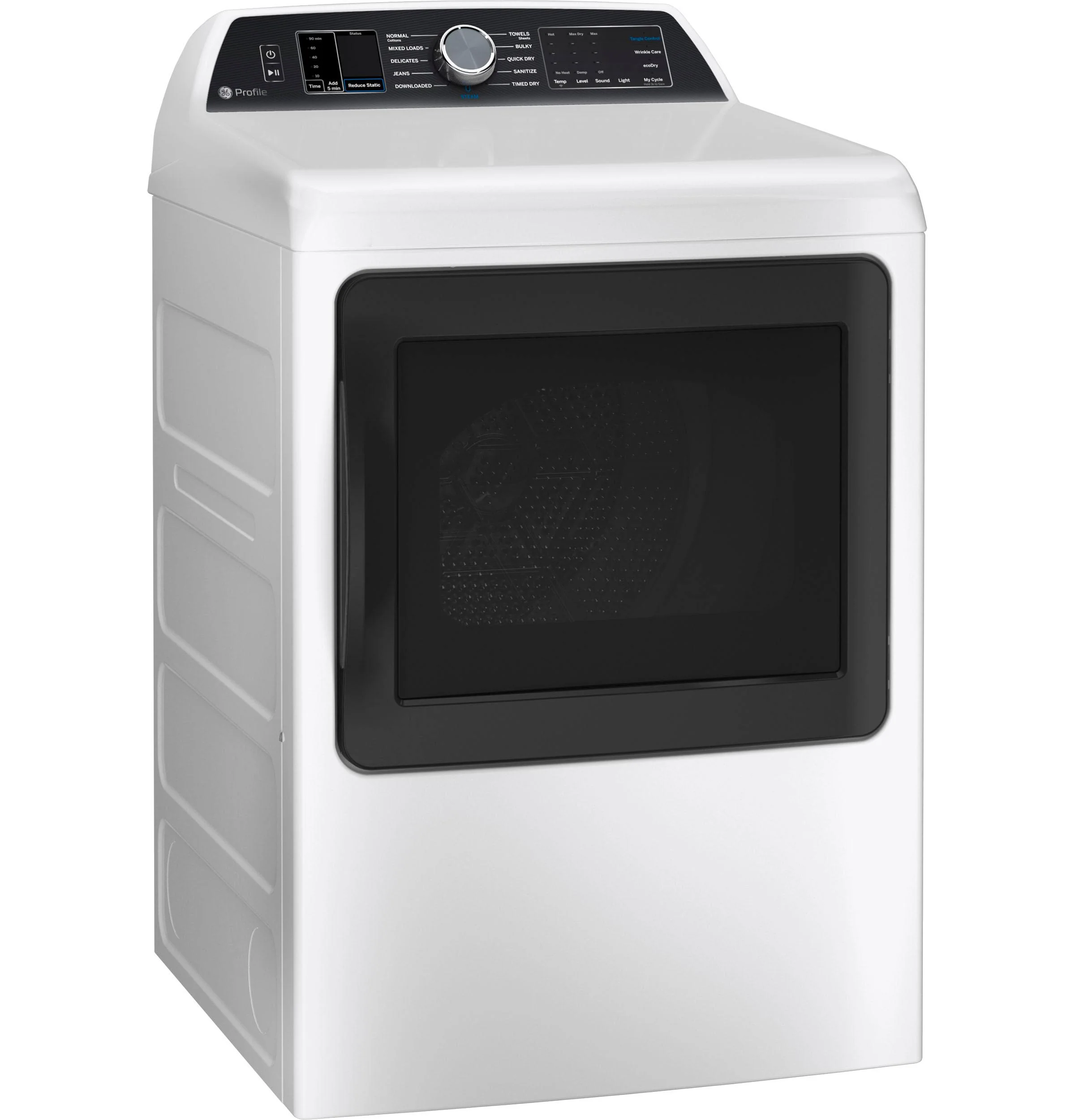 PTD70EBSTWS GE Profile™ ENERGY STAR® 7.4 cu. ft. Capacity Smart aluminized alloy drum Electric Dryer with Sanitize Cycle and Sensor Dry - Image 3