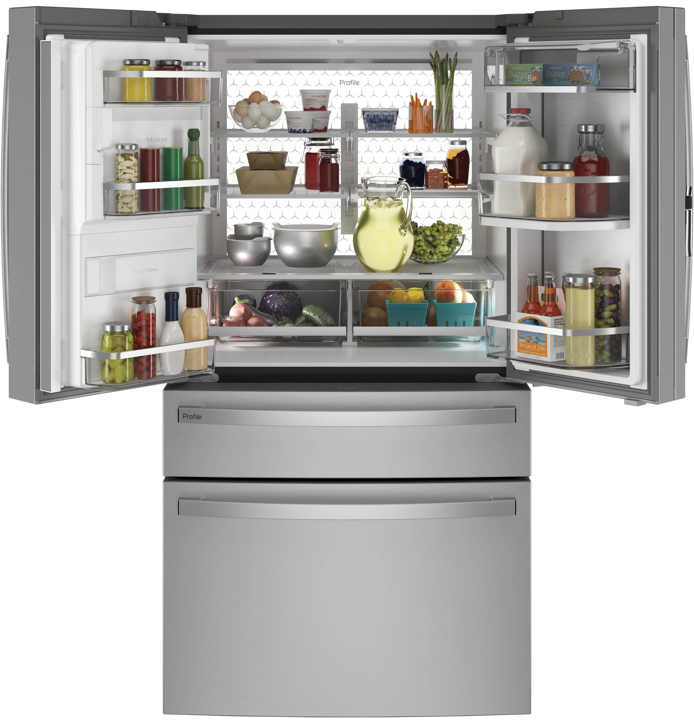 PXD22BYPFS GE Profile™ 22.4 Cu. Ft. Smart Counter-Depth Fingerprint Resistant 4-Door French-Door Refrigerator with Door In Door - Image 3