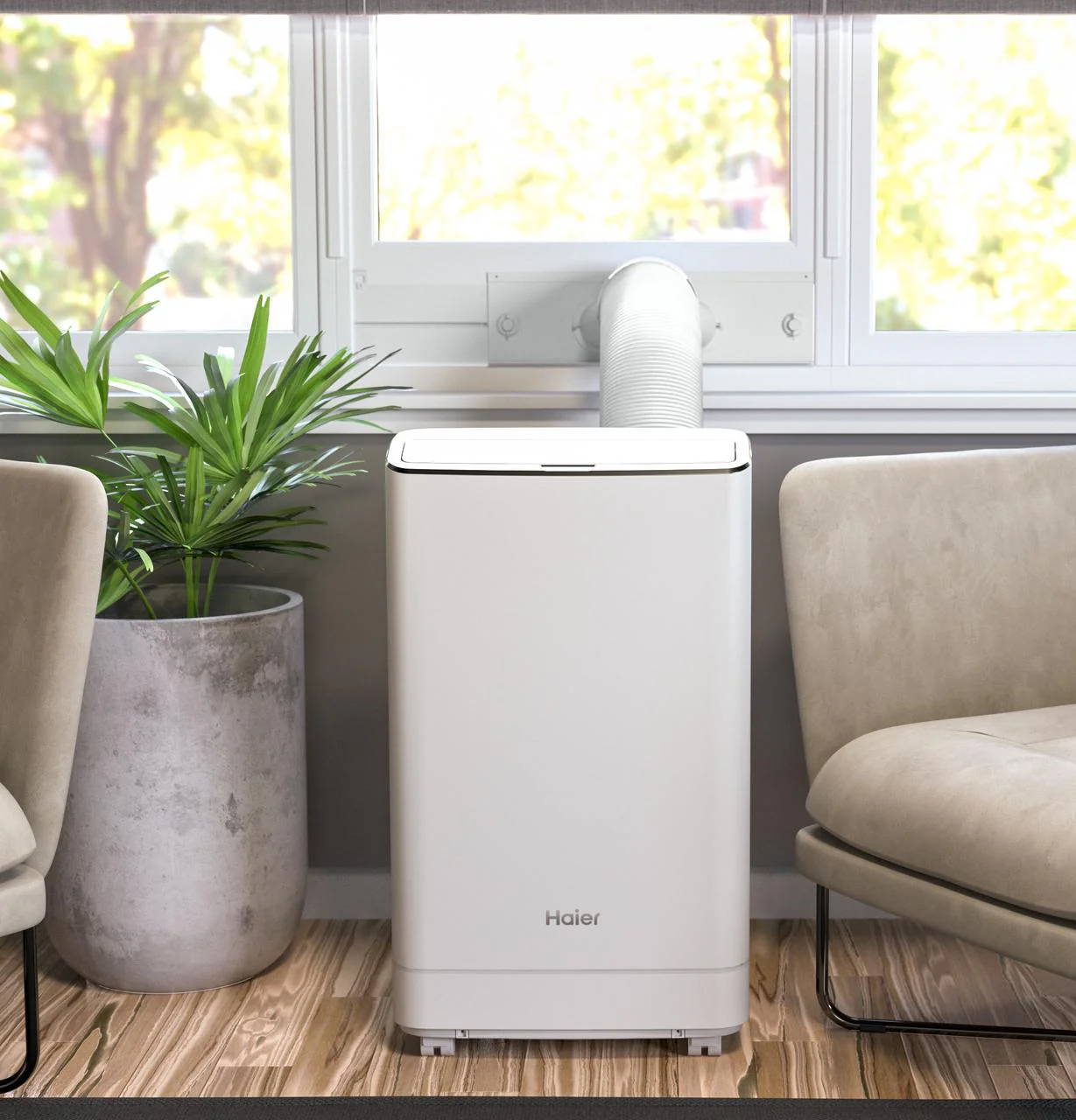 QPCA10YZMW Haier® Portable Air Conditioner with Dehumidifier for Medium Rooms up to 350 sq. ft., 10,000 BTU (6,700 BTU SACC) - Image 4