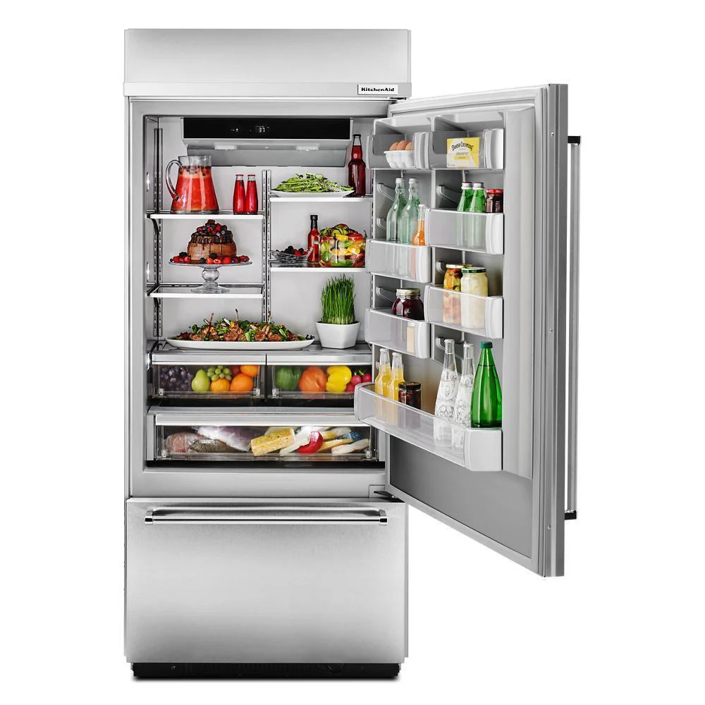 Kitchenaid KBBR306ESS 20.9 Cu. Ft. 36" Width Built-In Stainless Bottom Mount Refrigerator with Platinum Interior Design - Image 9