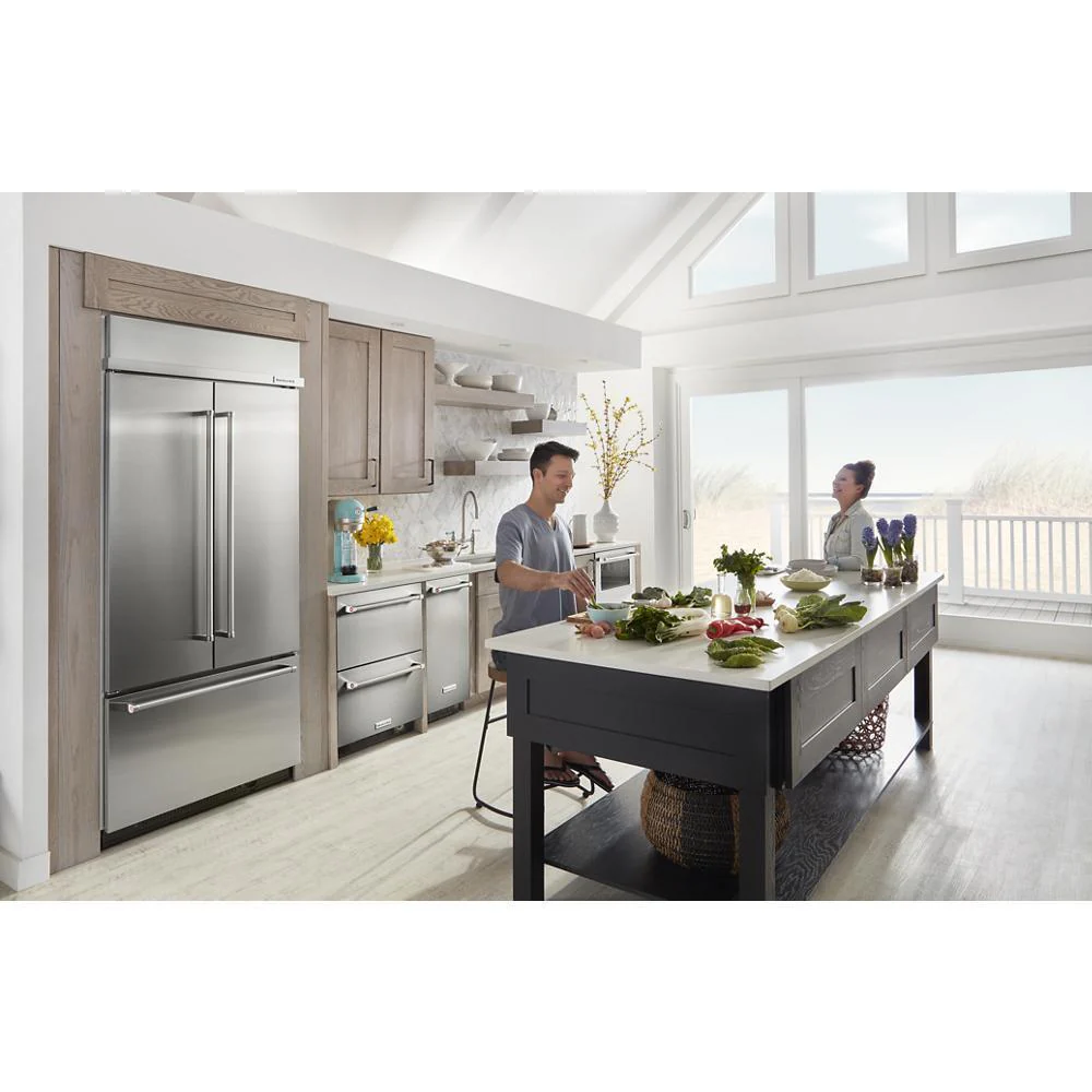 Kitchenaid KBFN506ESS 20.8 Cu. Ft. 36" Width Built In Stainless Steel French Door Refrigerator with Platinum Interior Design - Image 16