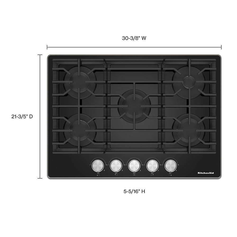 Kitchenaid KCGG530PBL 30" Gas-on-Glass Cooktop - Image 7